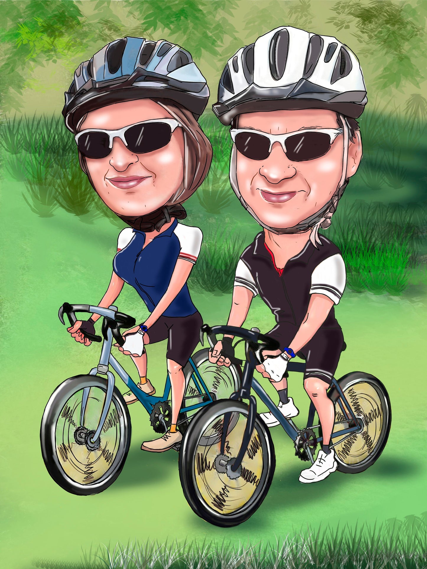 Radfahrer Karikatur vom Foto