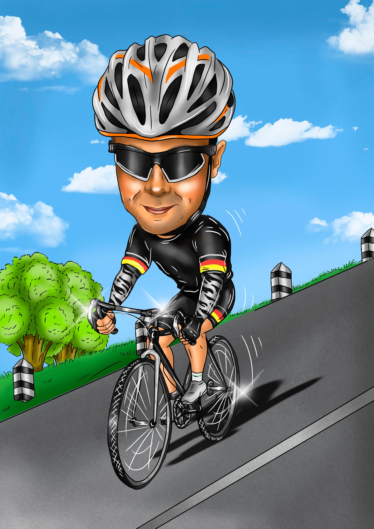 Radfahrer Karikatur vom Foto