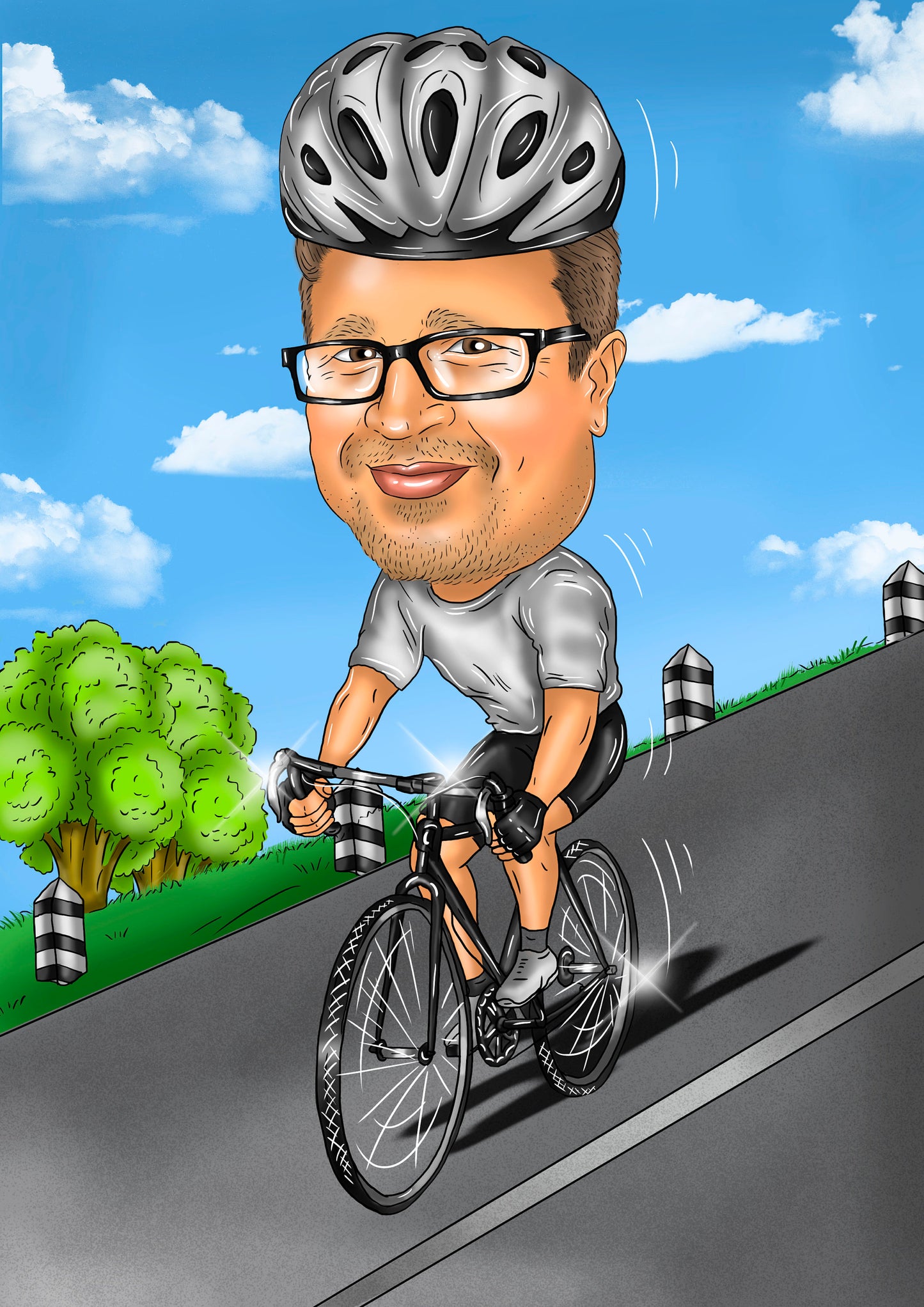 Radfahrer Karikatur vom Foto