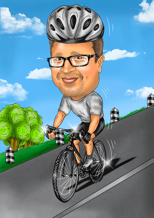 Radfahrer Karikatur vom Foto