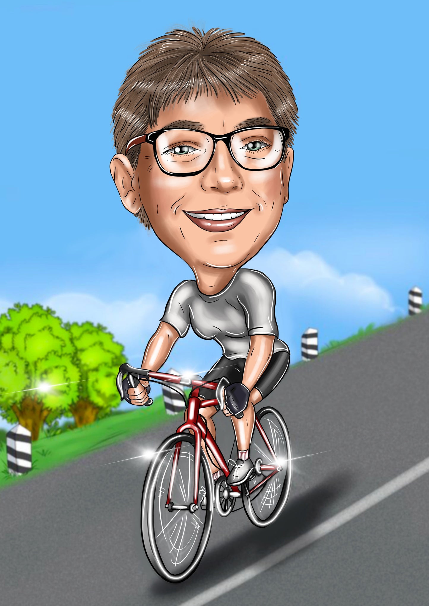 Radfahrer Karikatur vom Foto