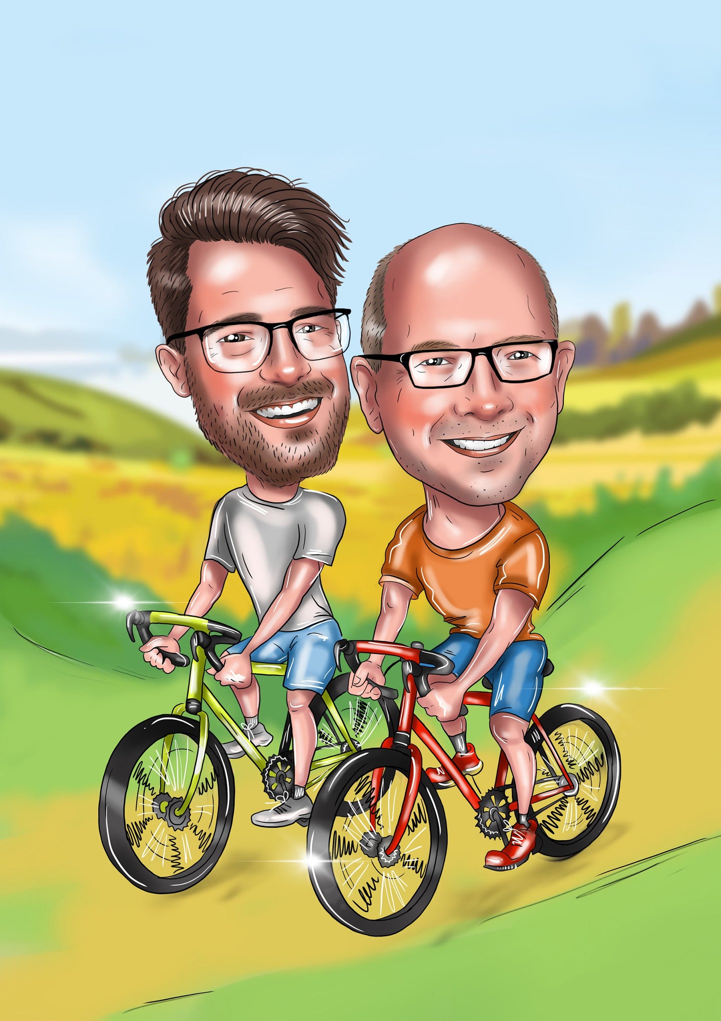 Radfahrer Karikatur vom Foto