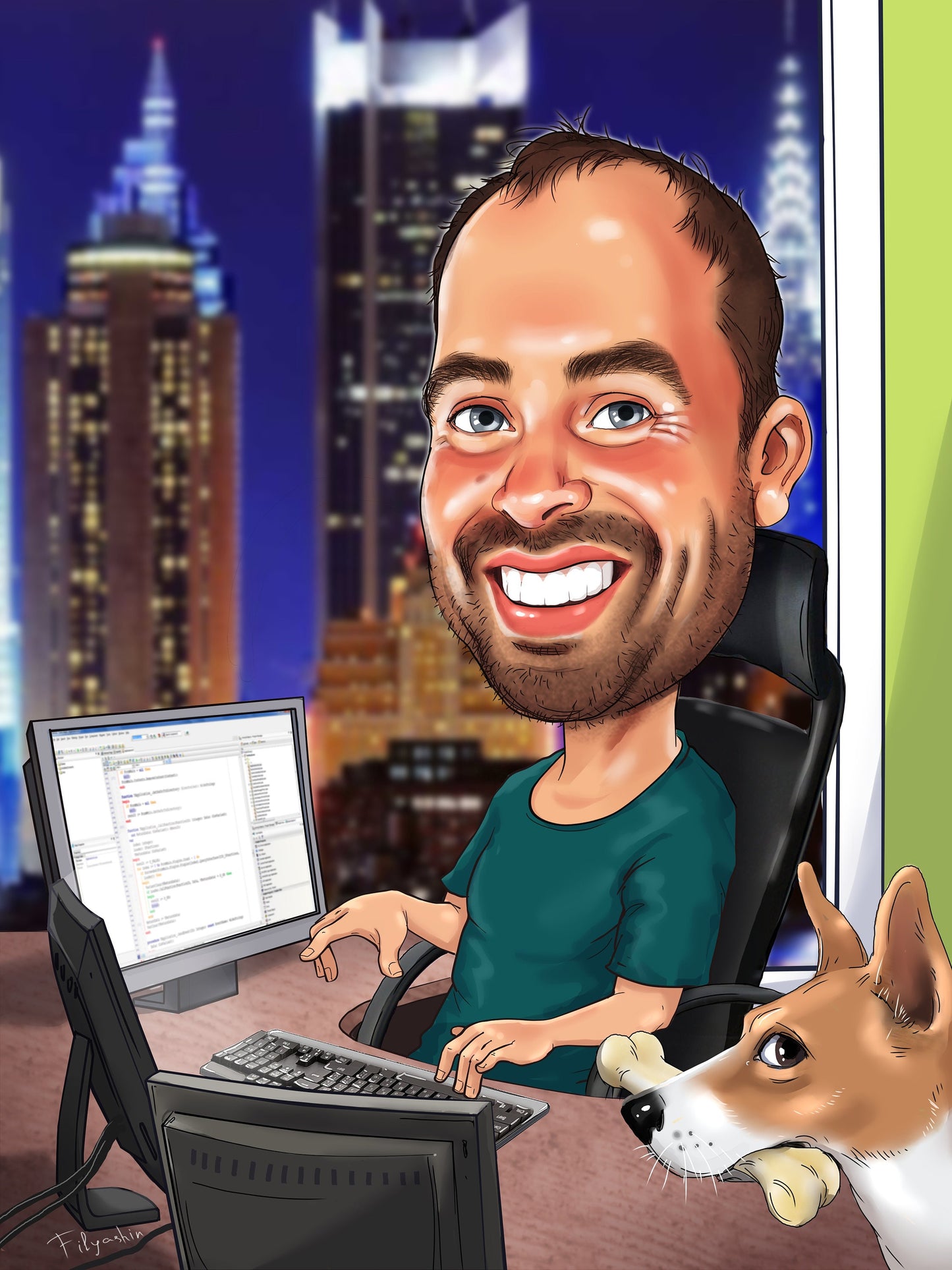 Programmierer Karikatur vom Foto