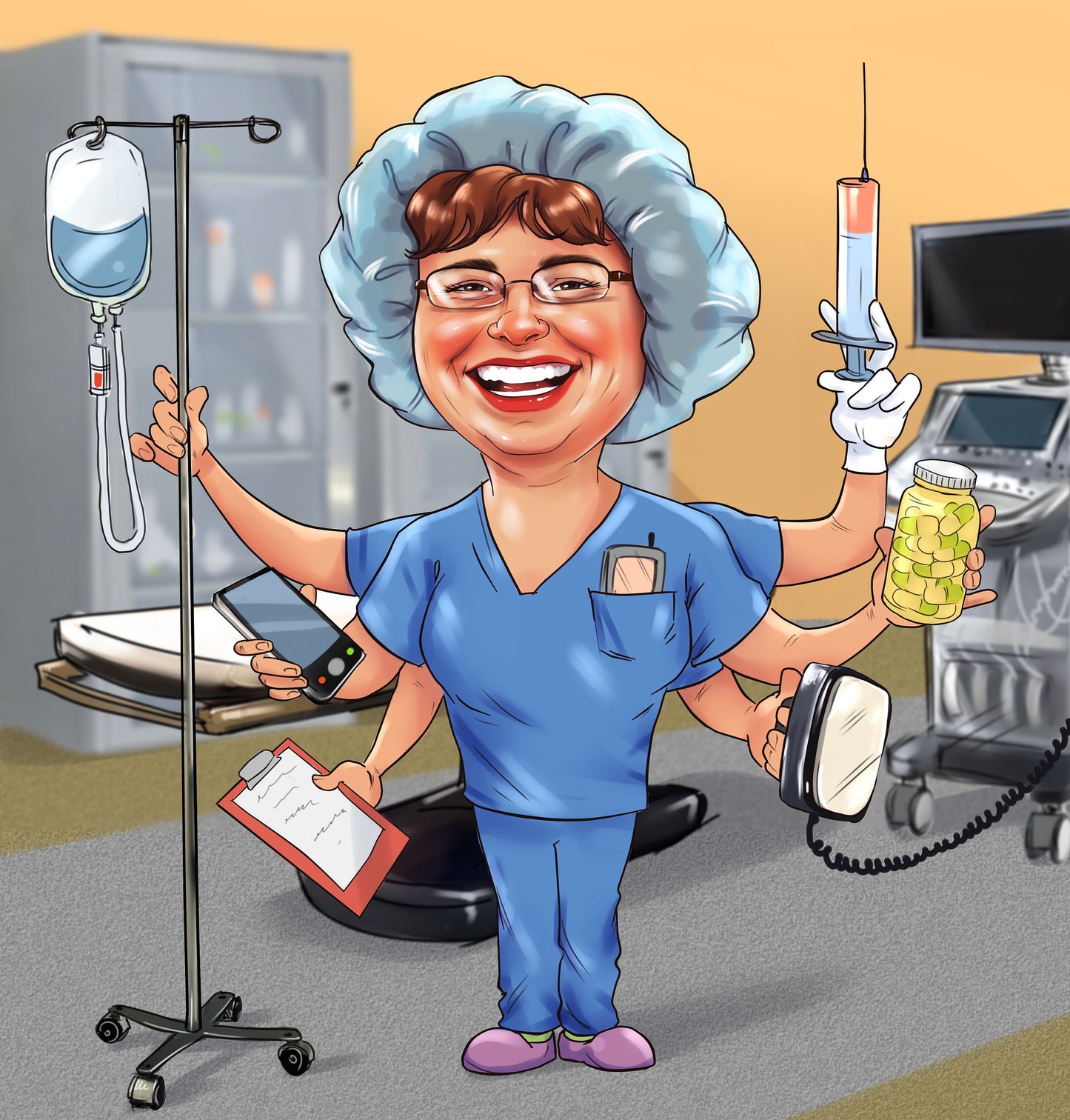 Krankenschwester Karikatur vom Foto