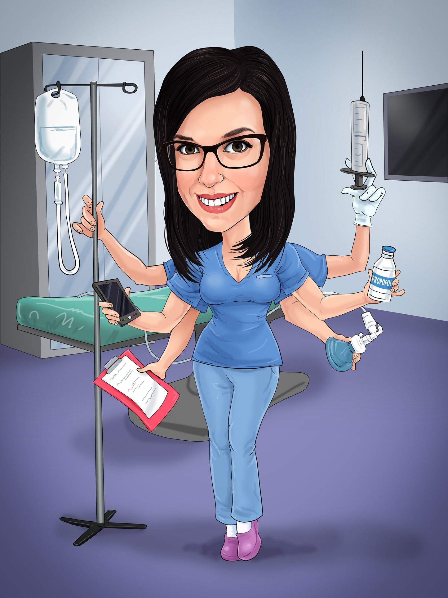 Krankenschwester Karikatur vom Foto