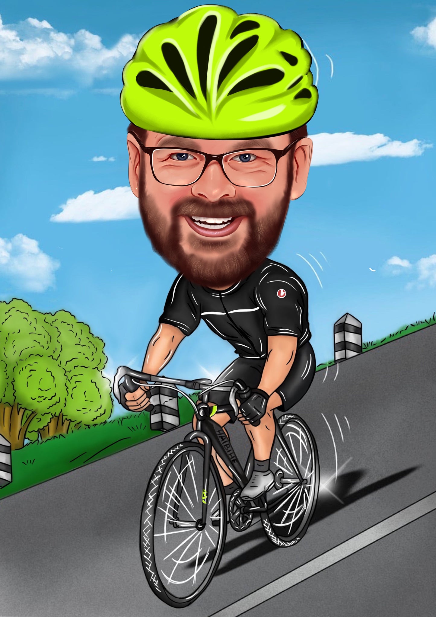 Radfahrer Karikatur vom Foto