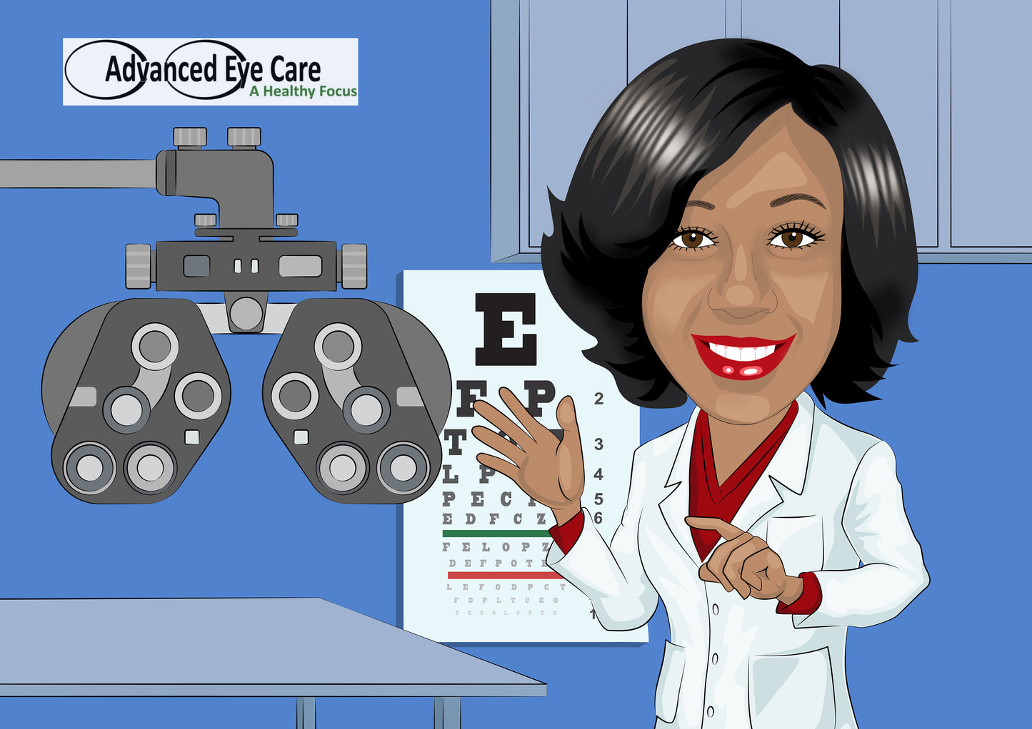 Optiker Karikatur vom Foto