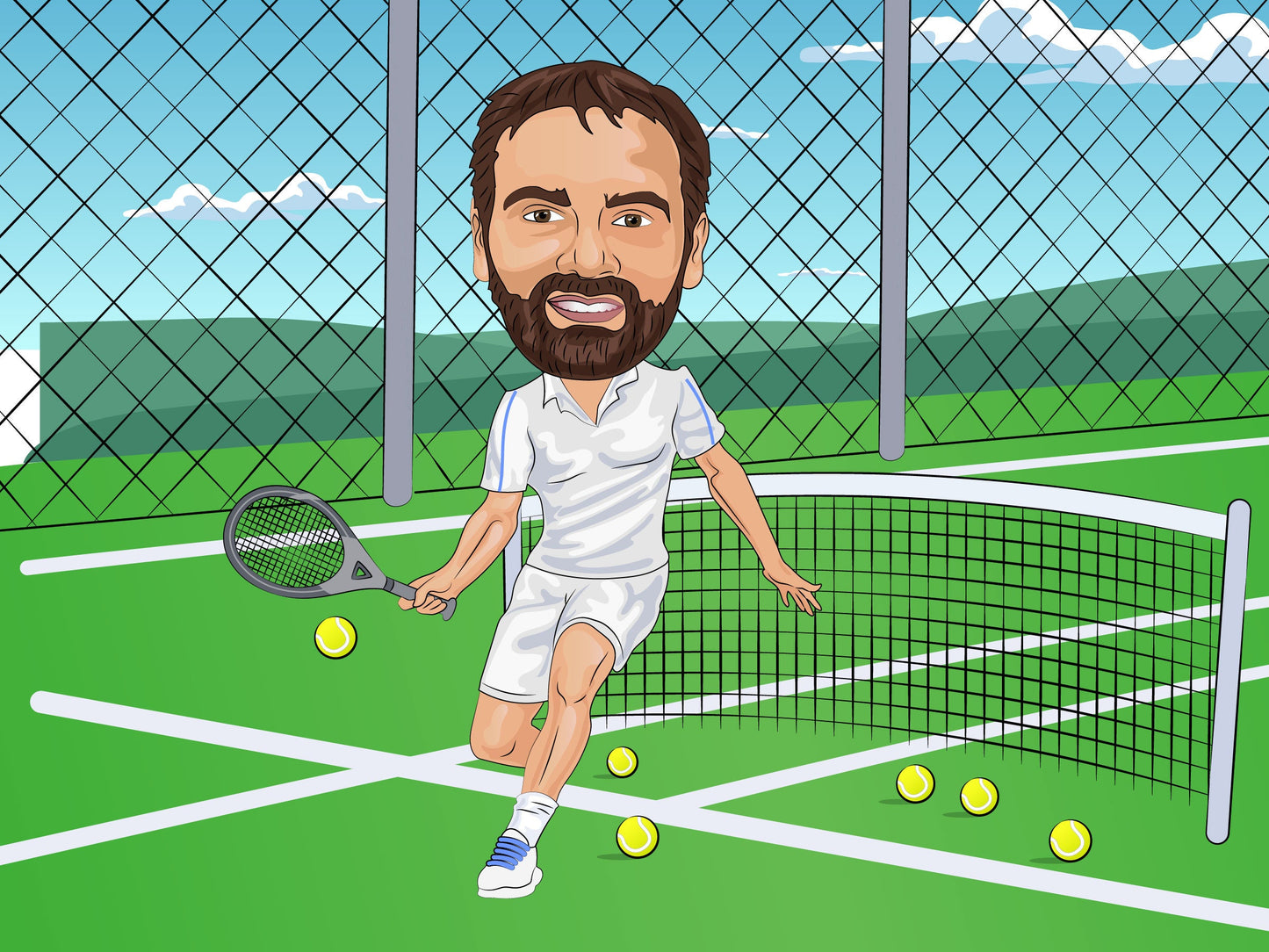 Tennis Karikatur vom Foto