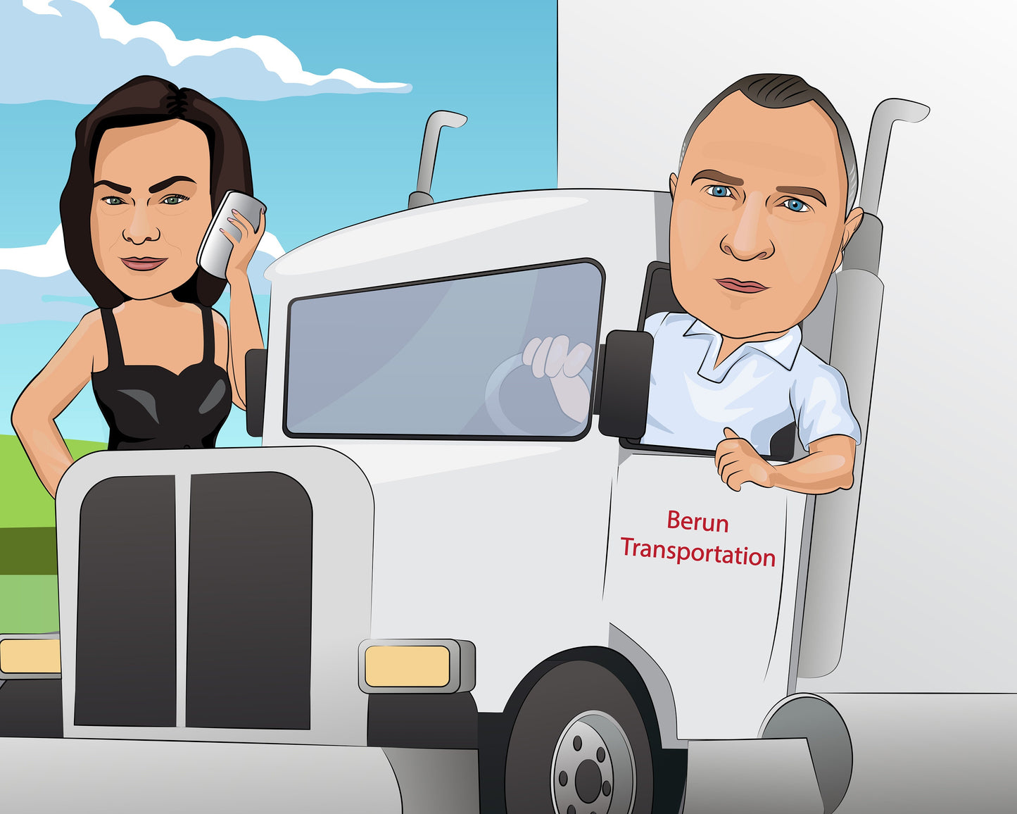 LKW-Fahrer Karikatur vom Foto