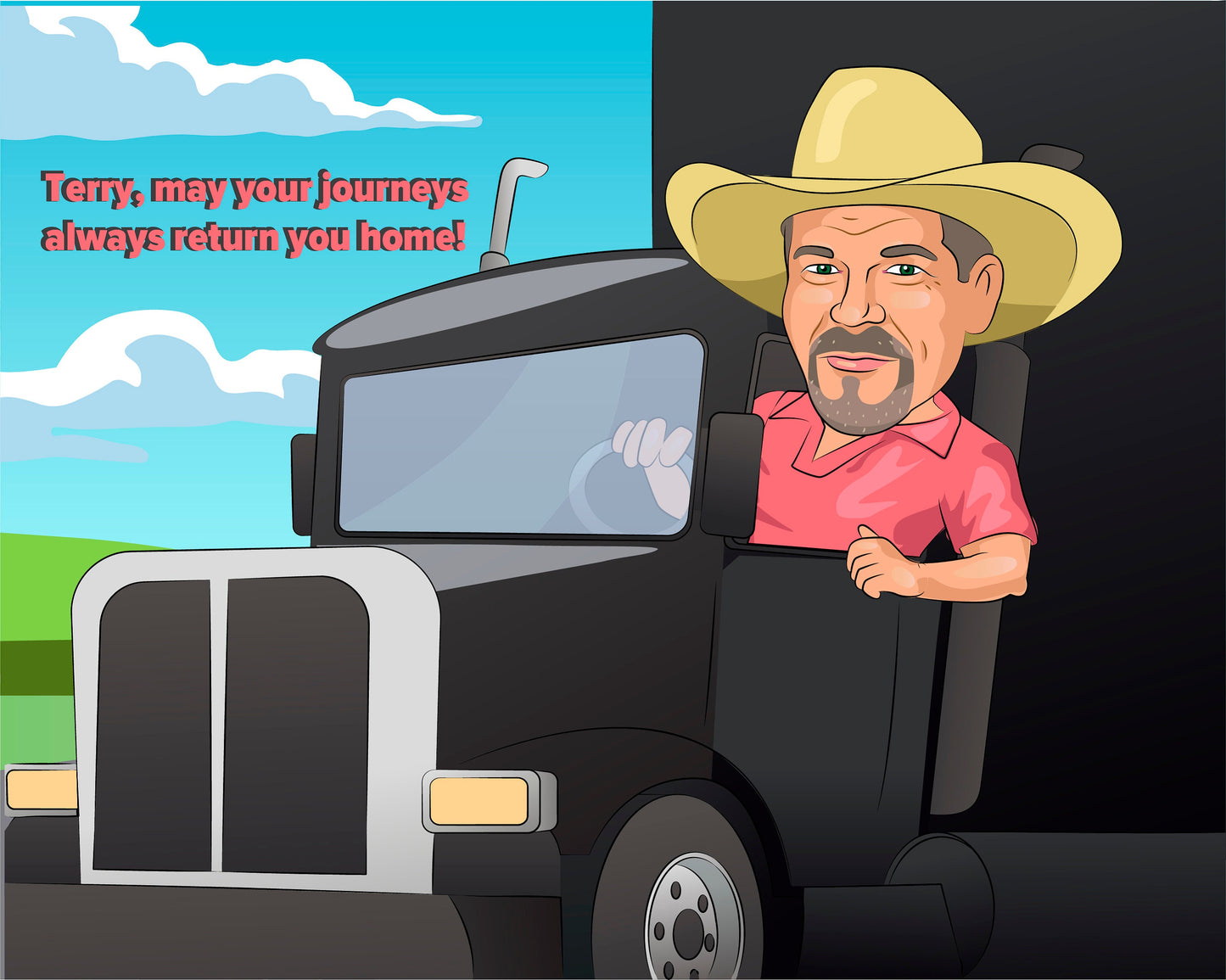 LKW-Fahrer Karikatur vom Foto