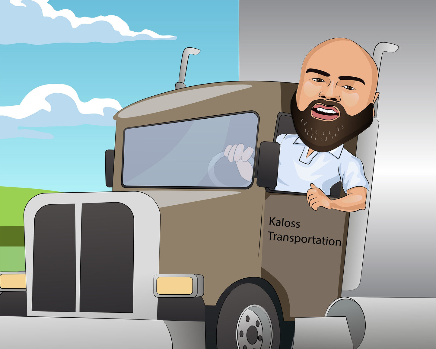 LKW-Fahrer Karikatur vom Foto