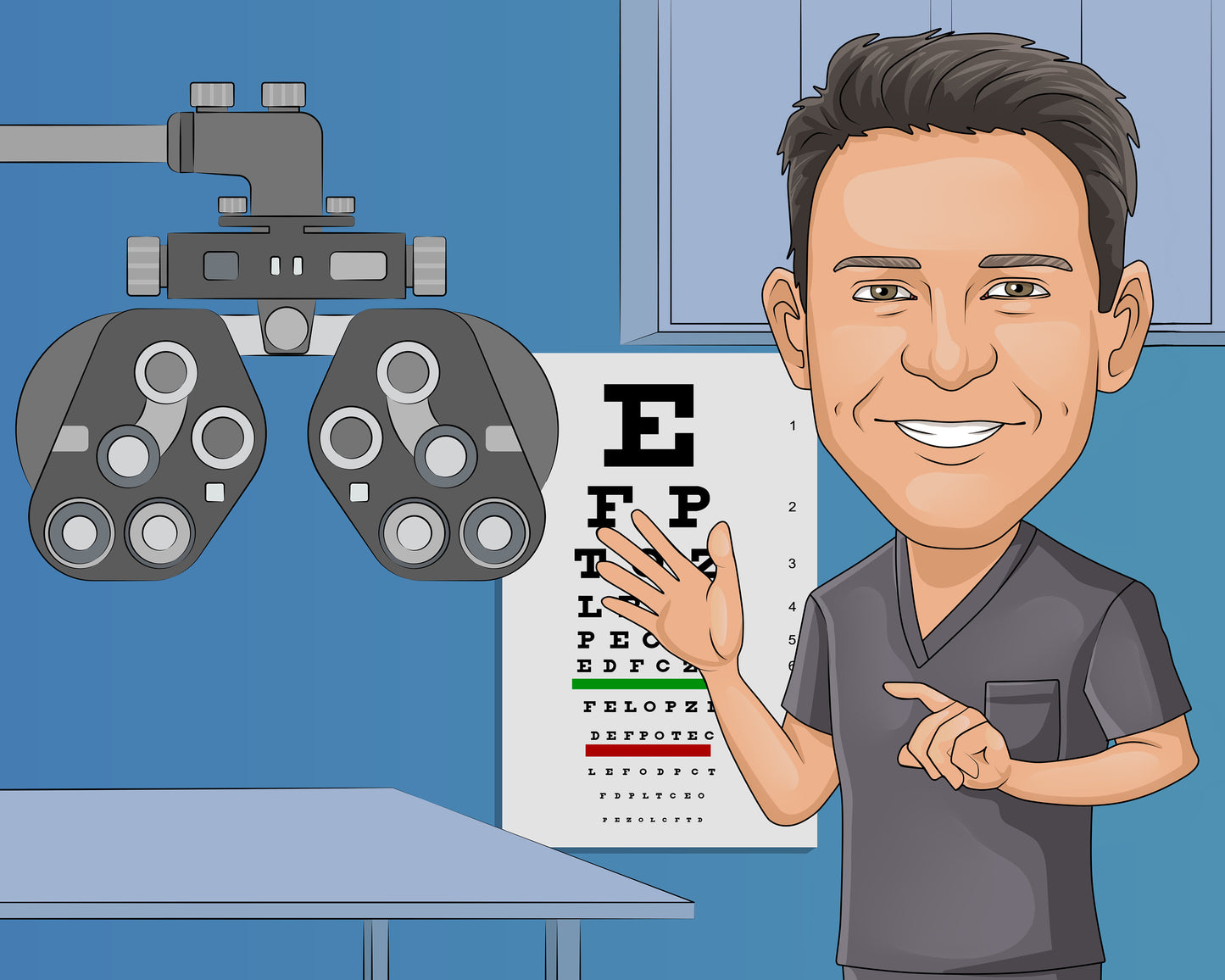 Optiker Karikatur vom Foto