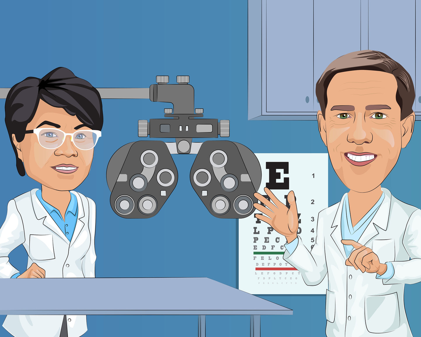 Optiker Karikatur vom Foto