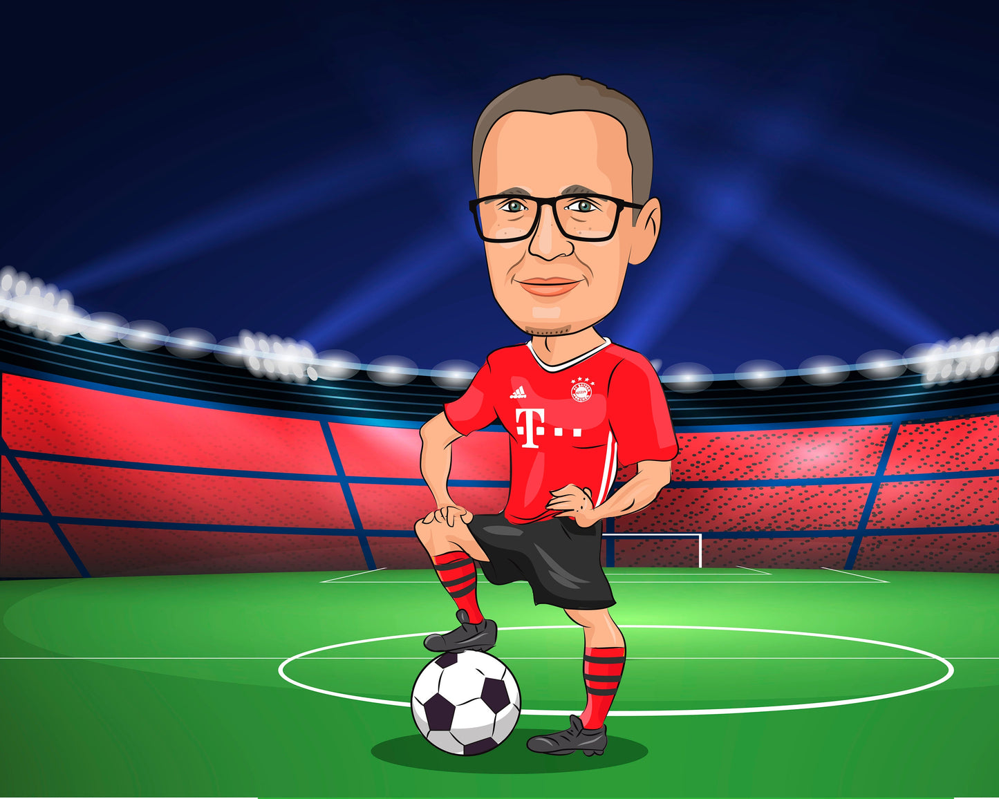 Fußballtrainer Karikatur vom Foto, Fußball Karikatur