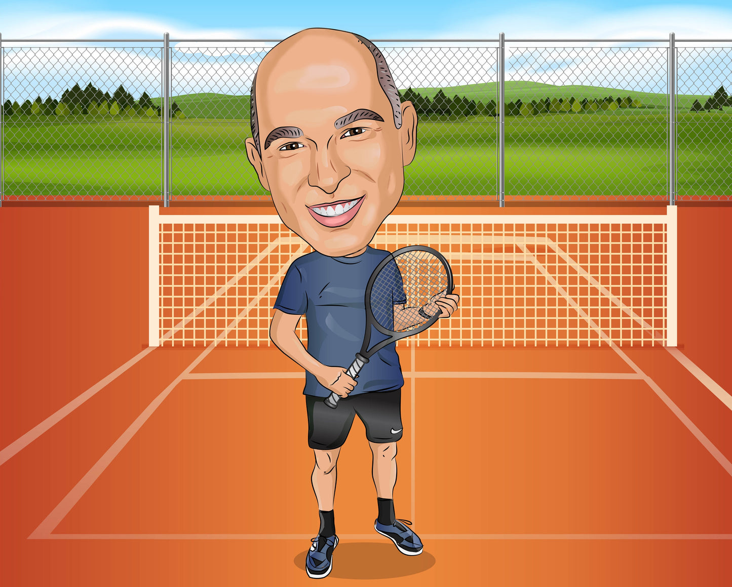 Tennisspieler Karikatur vom Foto