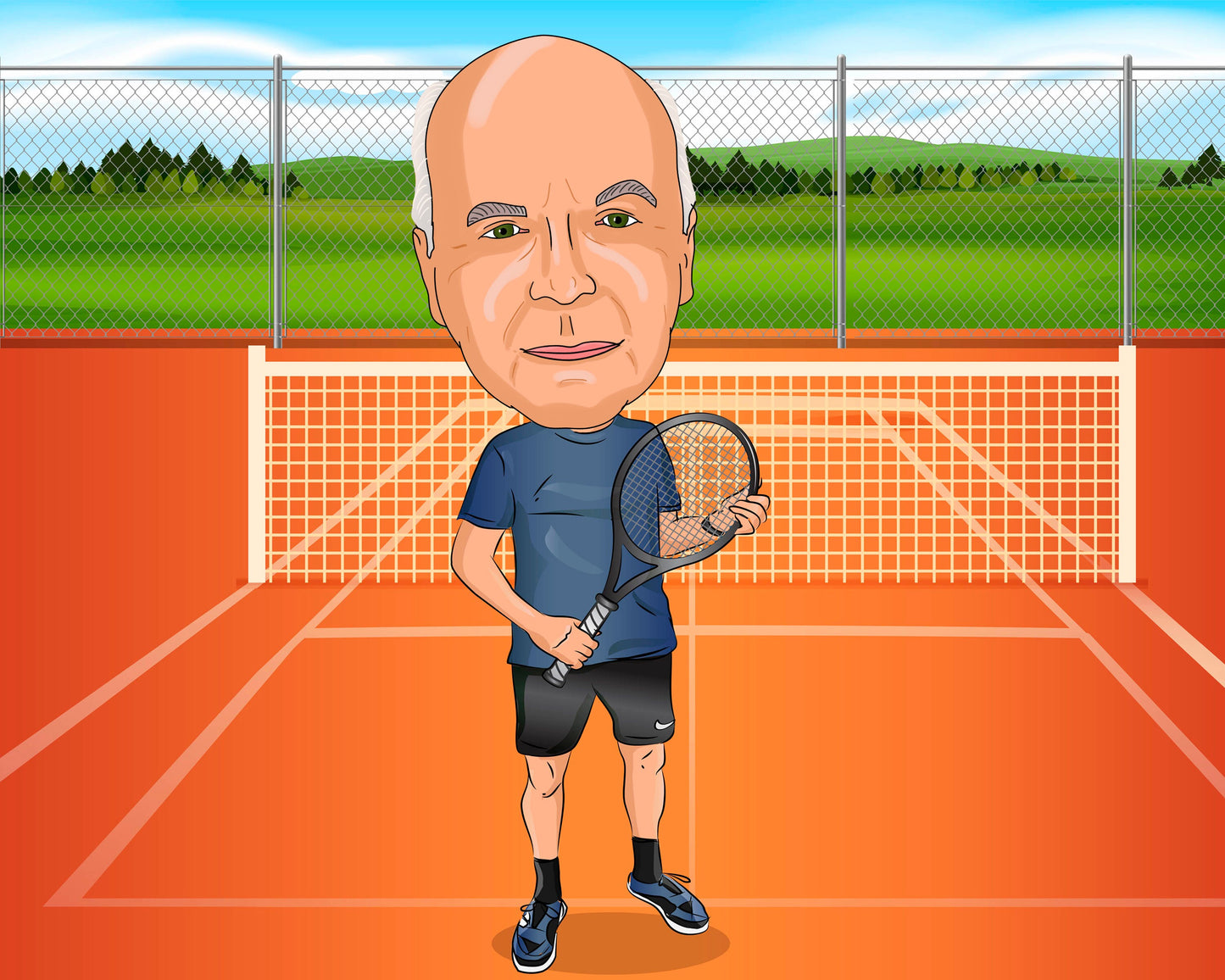 Tennisspieler Karikatur vom Foto