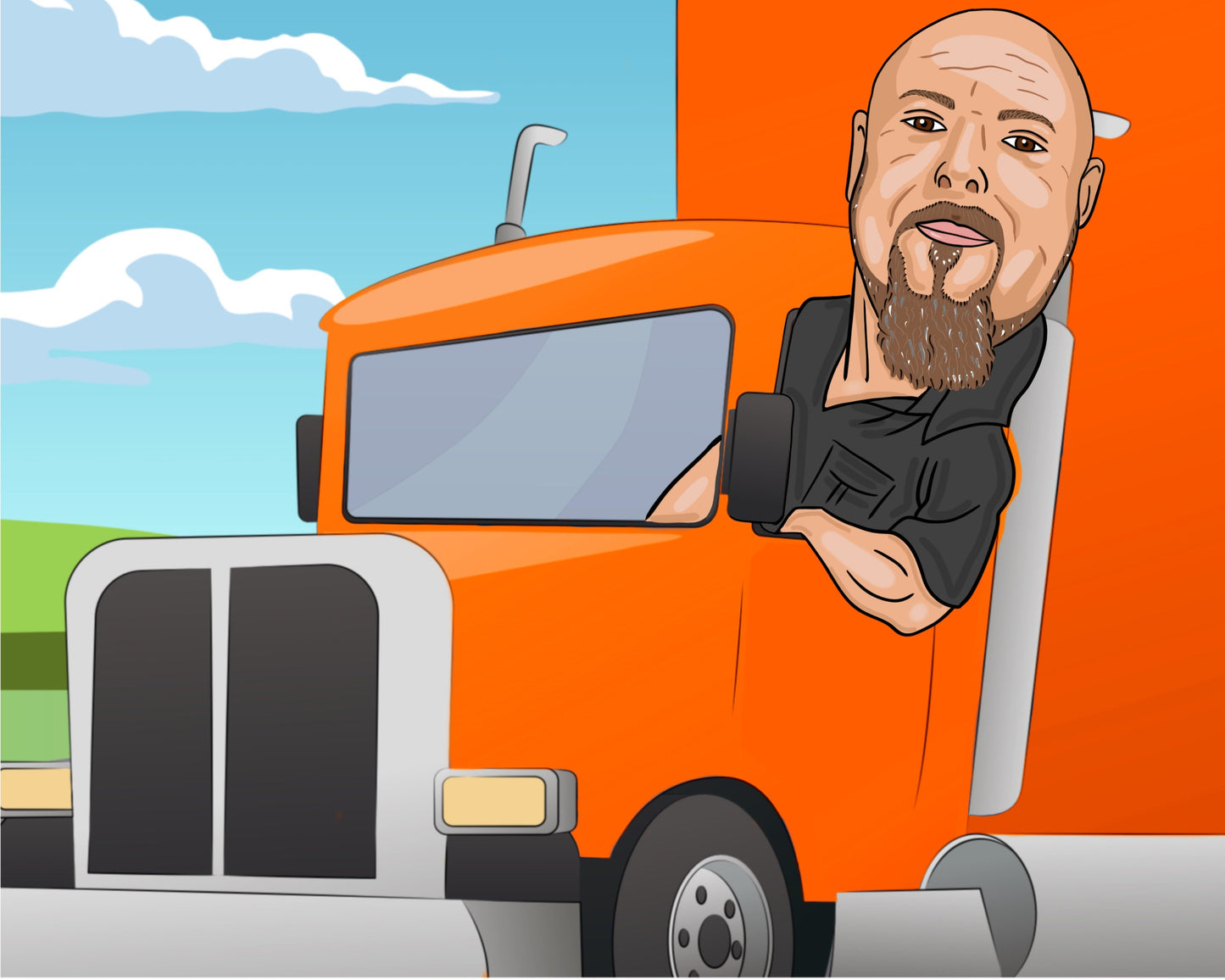 LKW-Fahrer Karikatur vom Foto