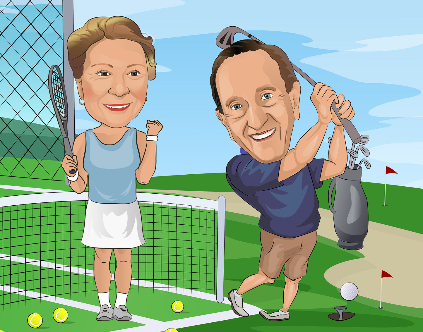 Tennisspieler Karikatur vom Foto