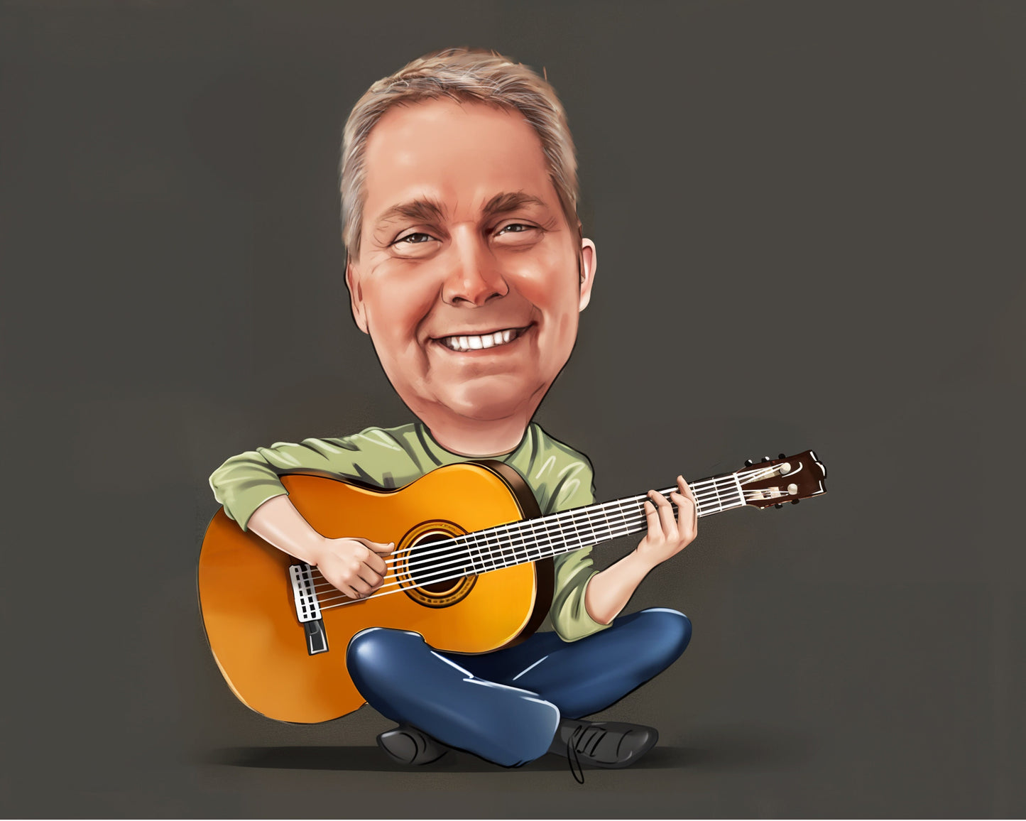 Gitarrist Karikatur vom Foto