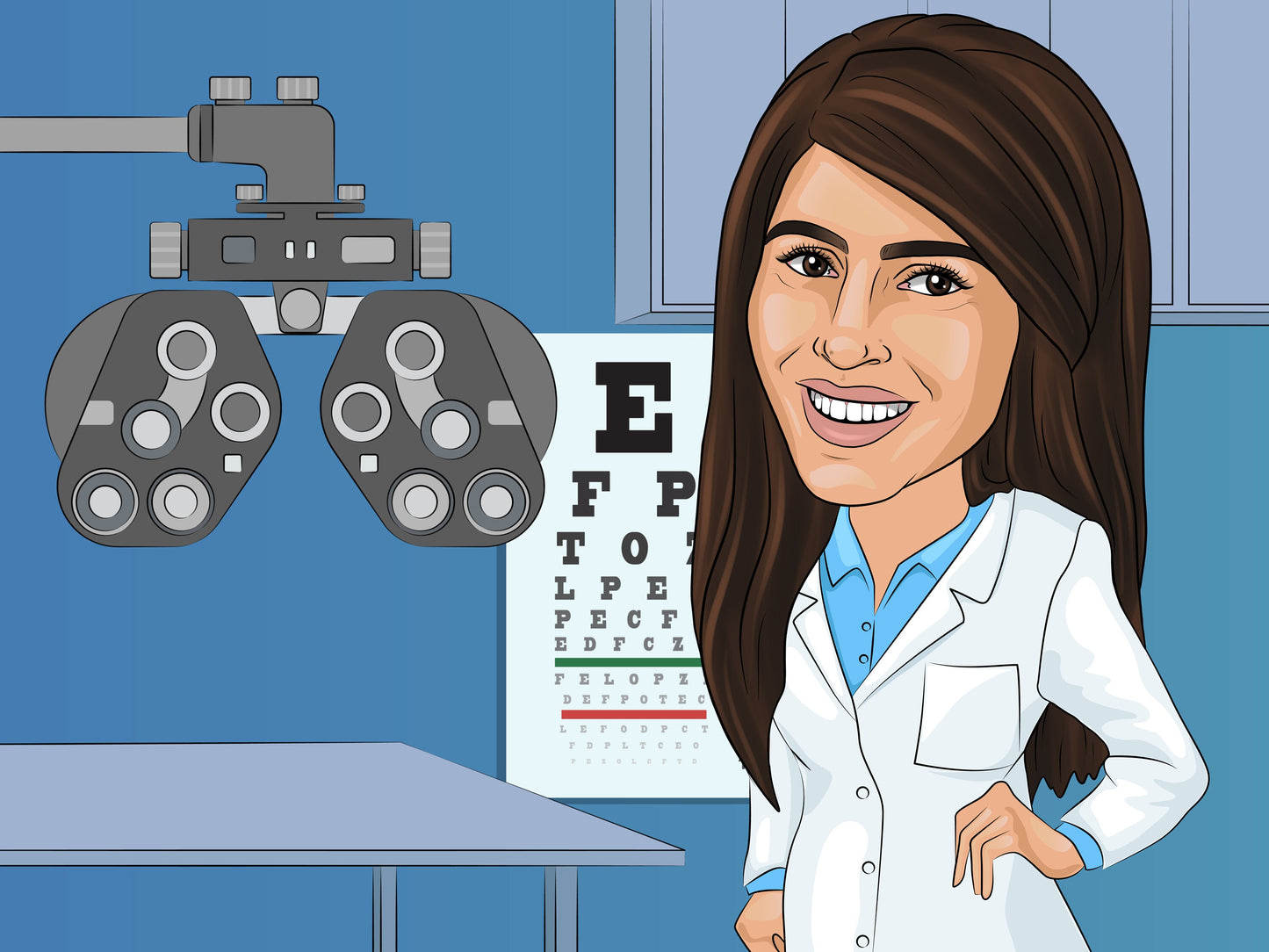 Optiker Karikatur vom Foto