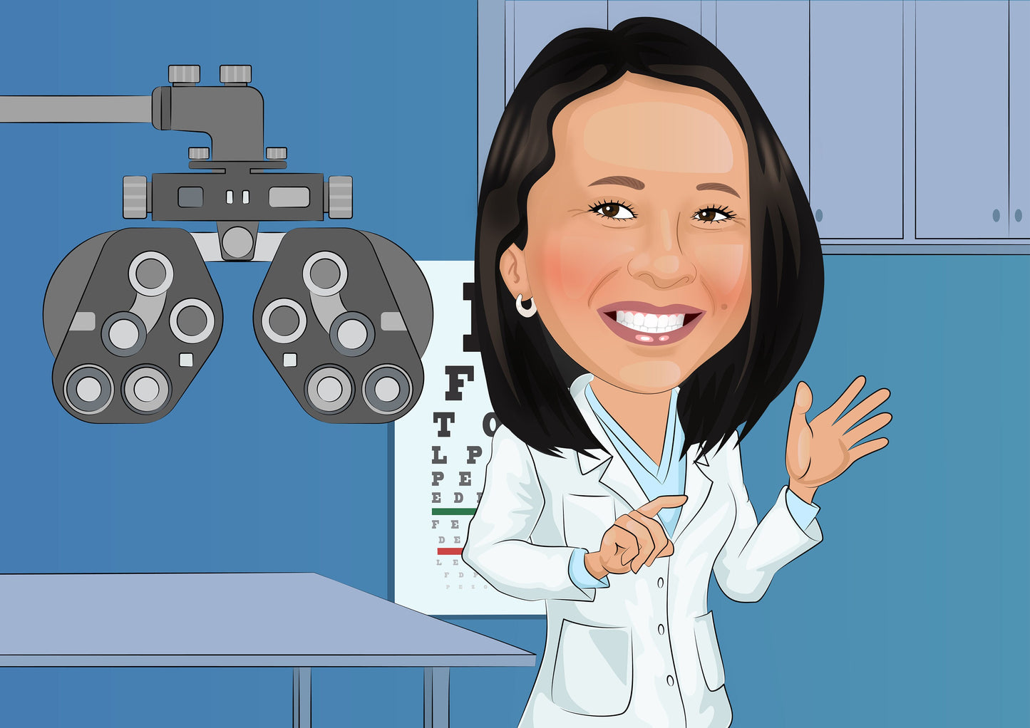 Optiker Karikatur vom Foto