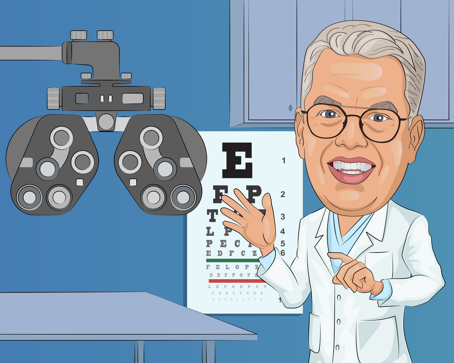 Optiker Karikatur vom Foto