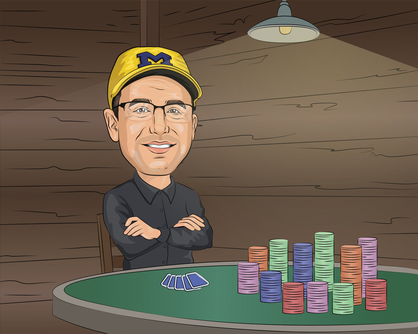 Pokerspieler Karikatur vom Foto