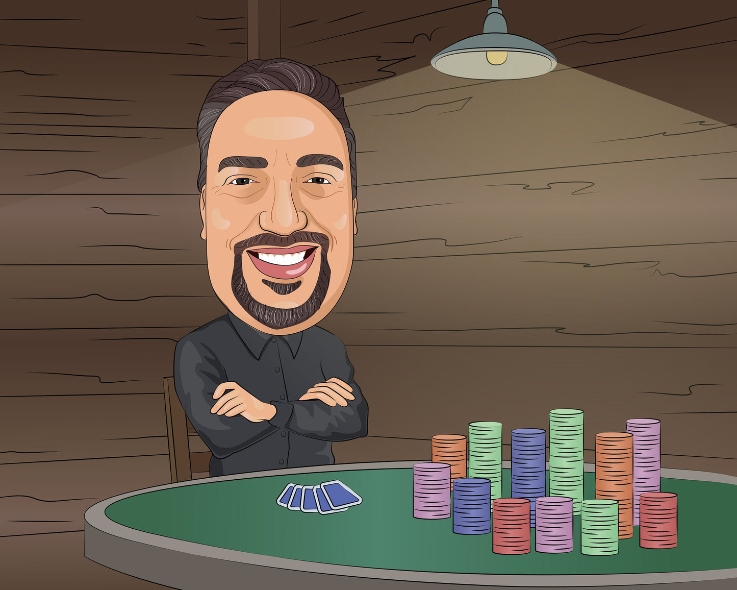 Pokerspieler Karikatur vom Foto