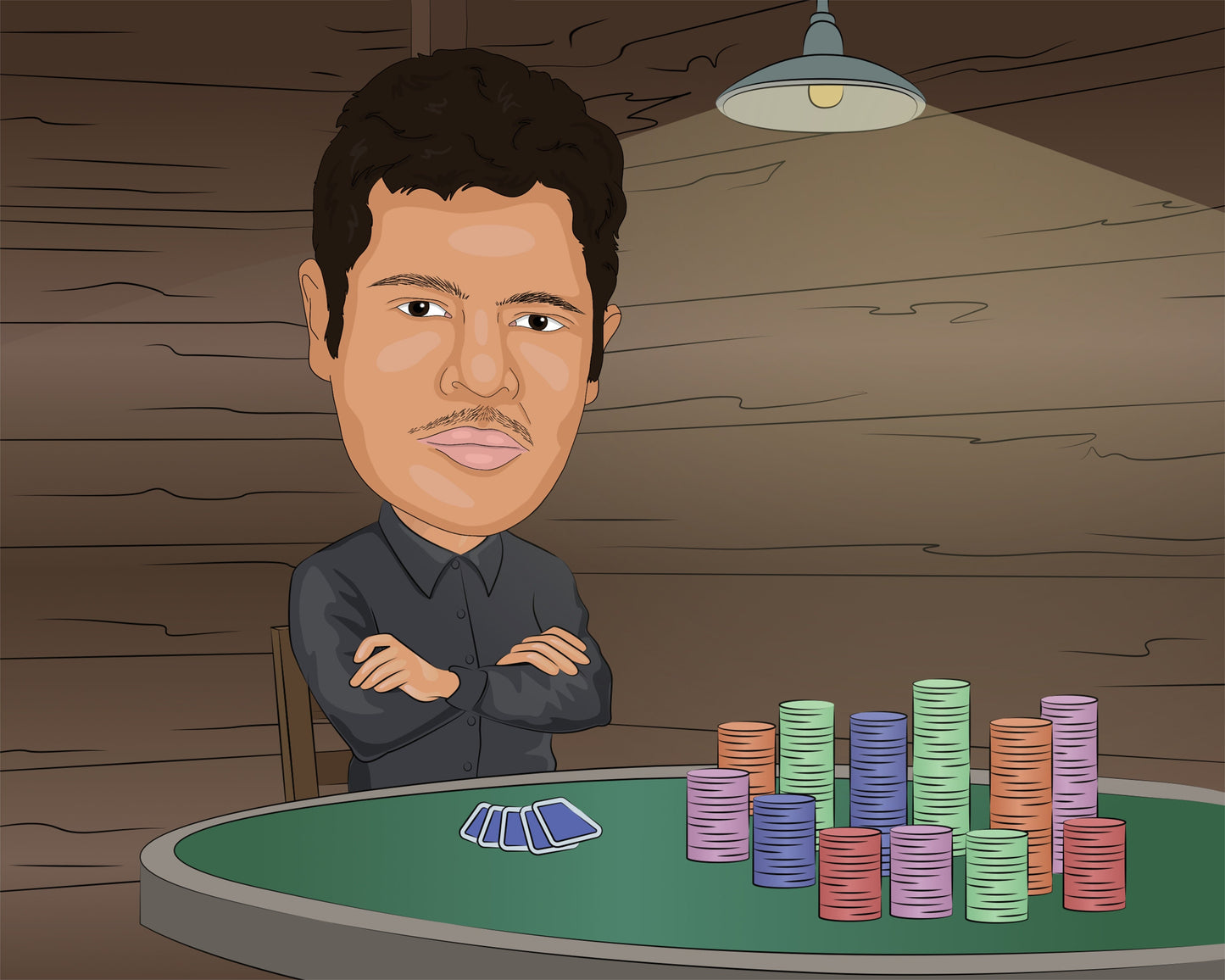 Pokerspieler Karikatur vom Foto