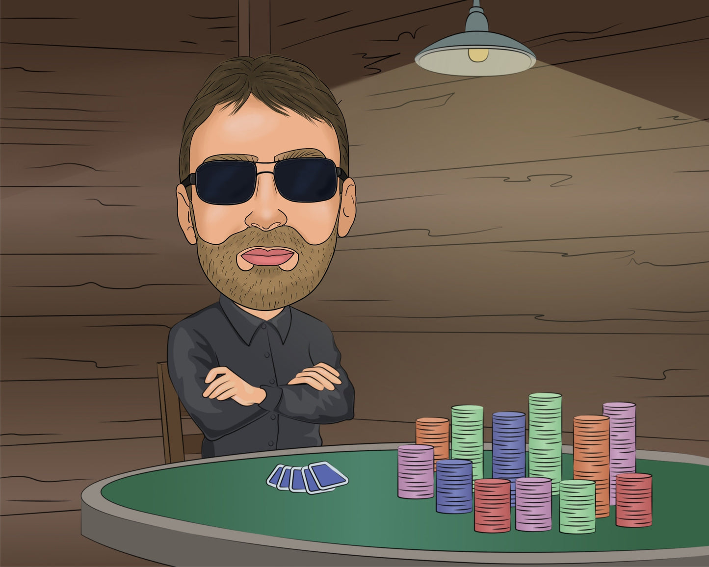 Pokerspieler Karikatur vom Foto