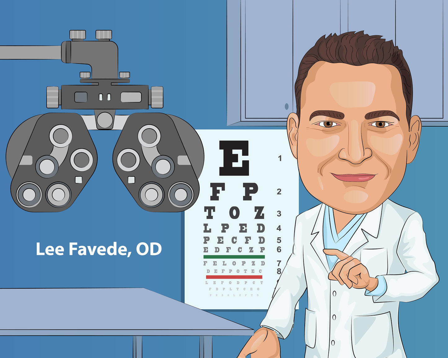 Optiker Karikatur vom Foto