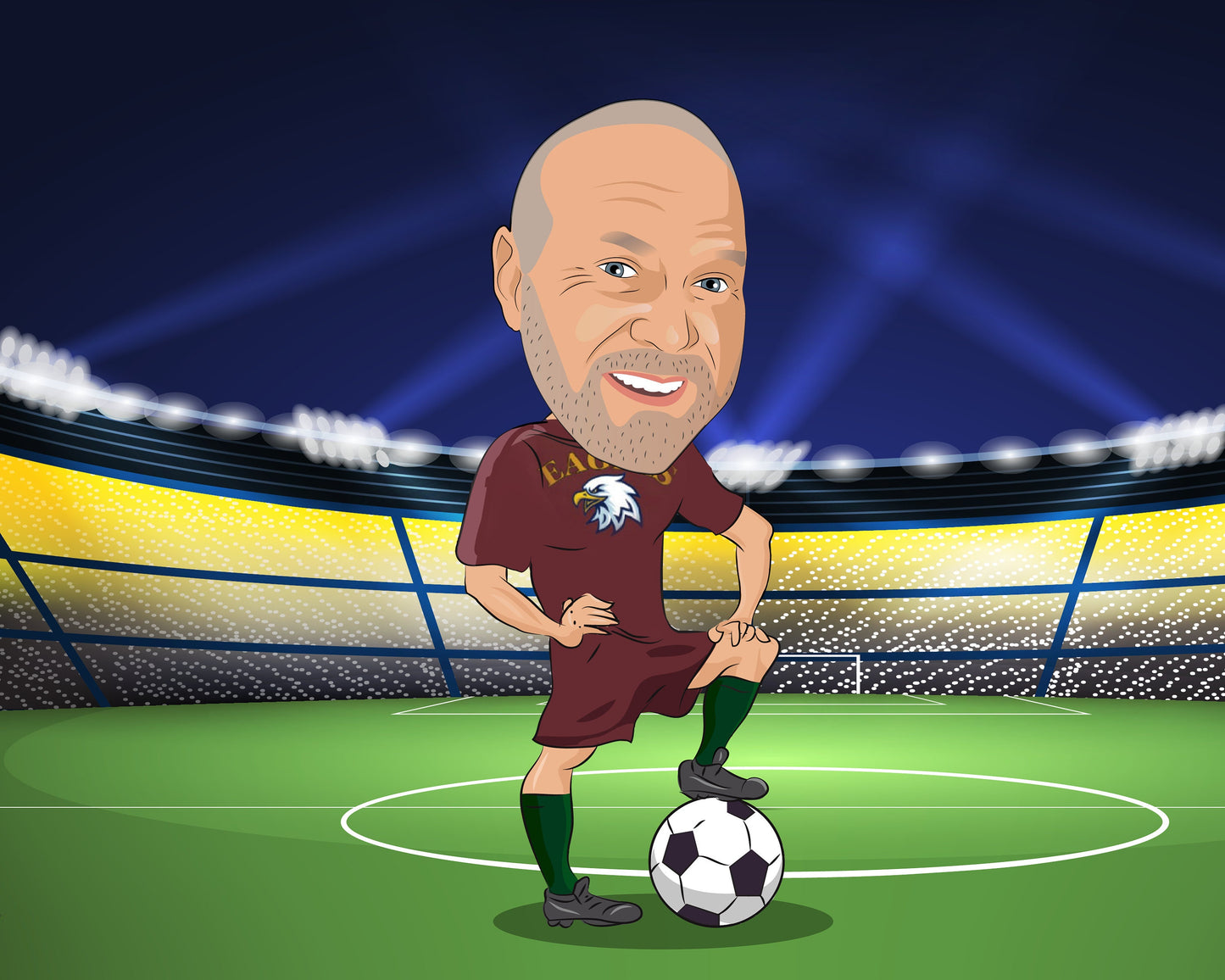 Fußballtrainer Karikatur vom Foto, Fußball Karikatur