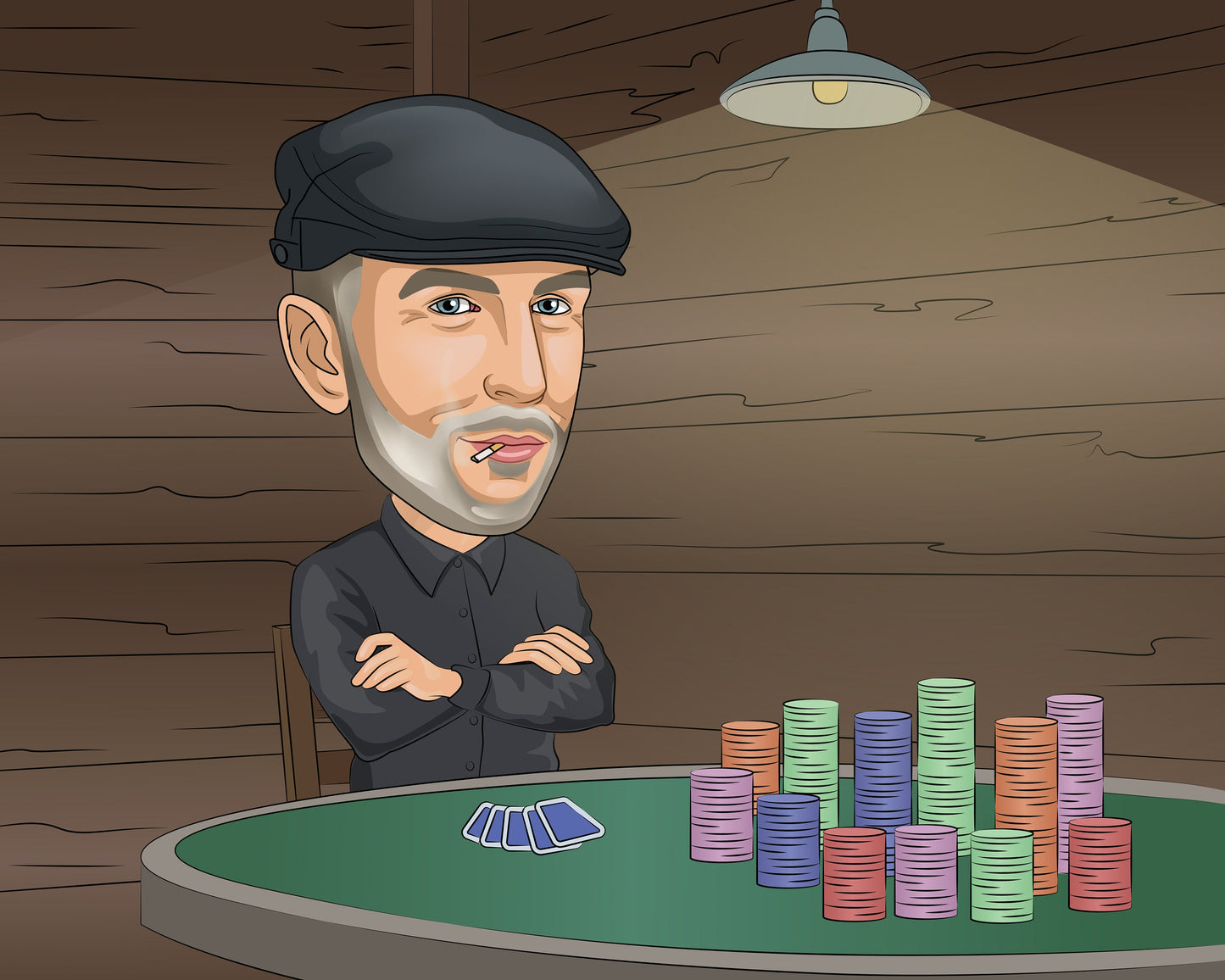 Pokerspieler Karikatur vom Foto