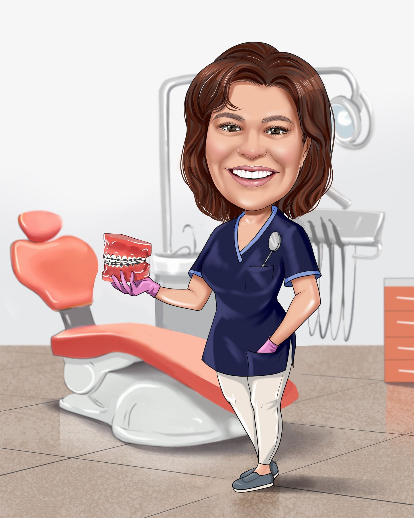 Zahntechniker Karikatur vom Foto, Zahnarzt Karikatur