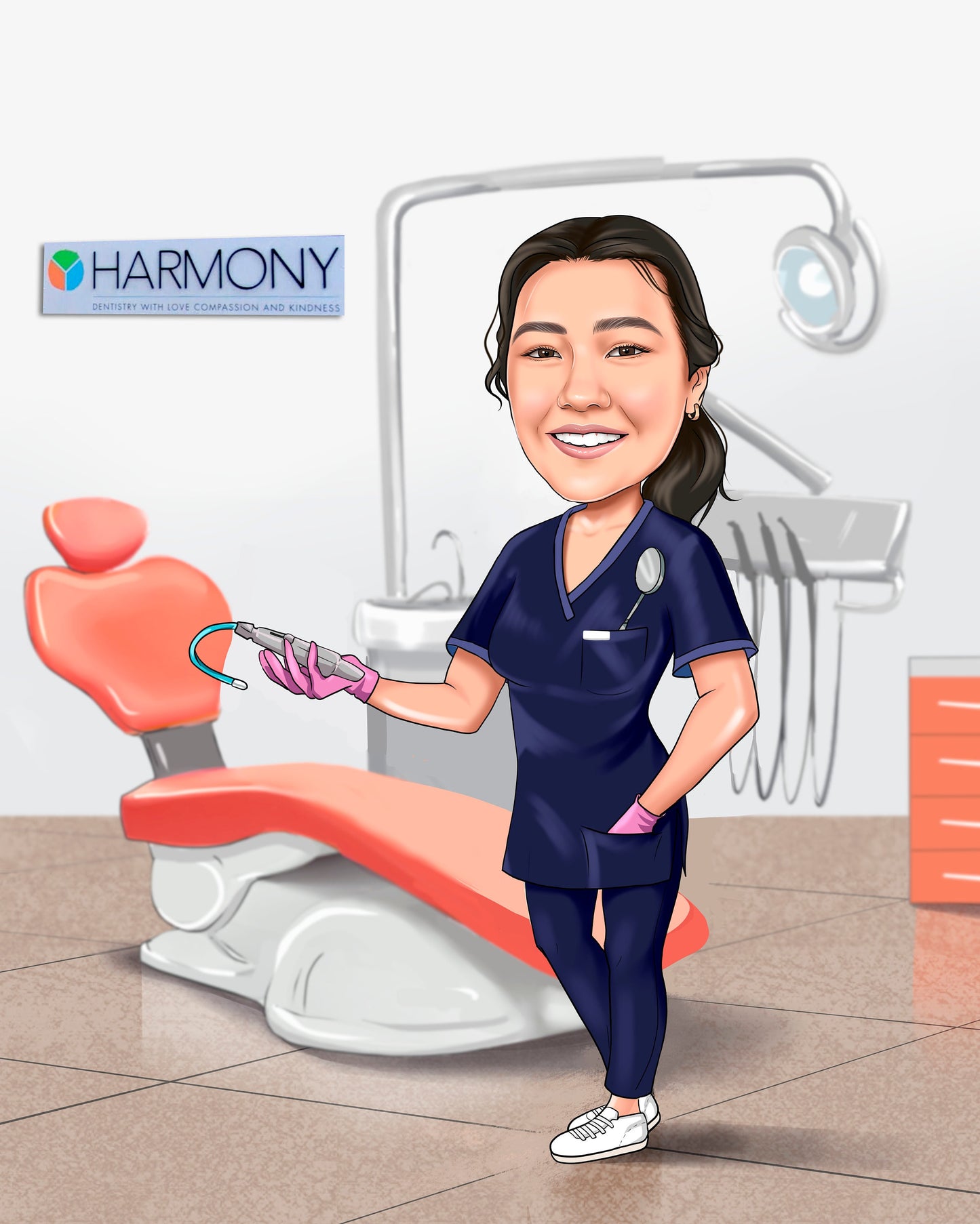 Zahntechniker Karikatur vom Foto, Zahnarzt Karikatur