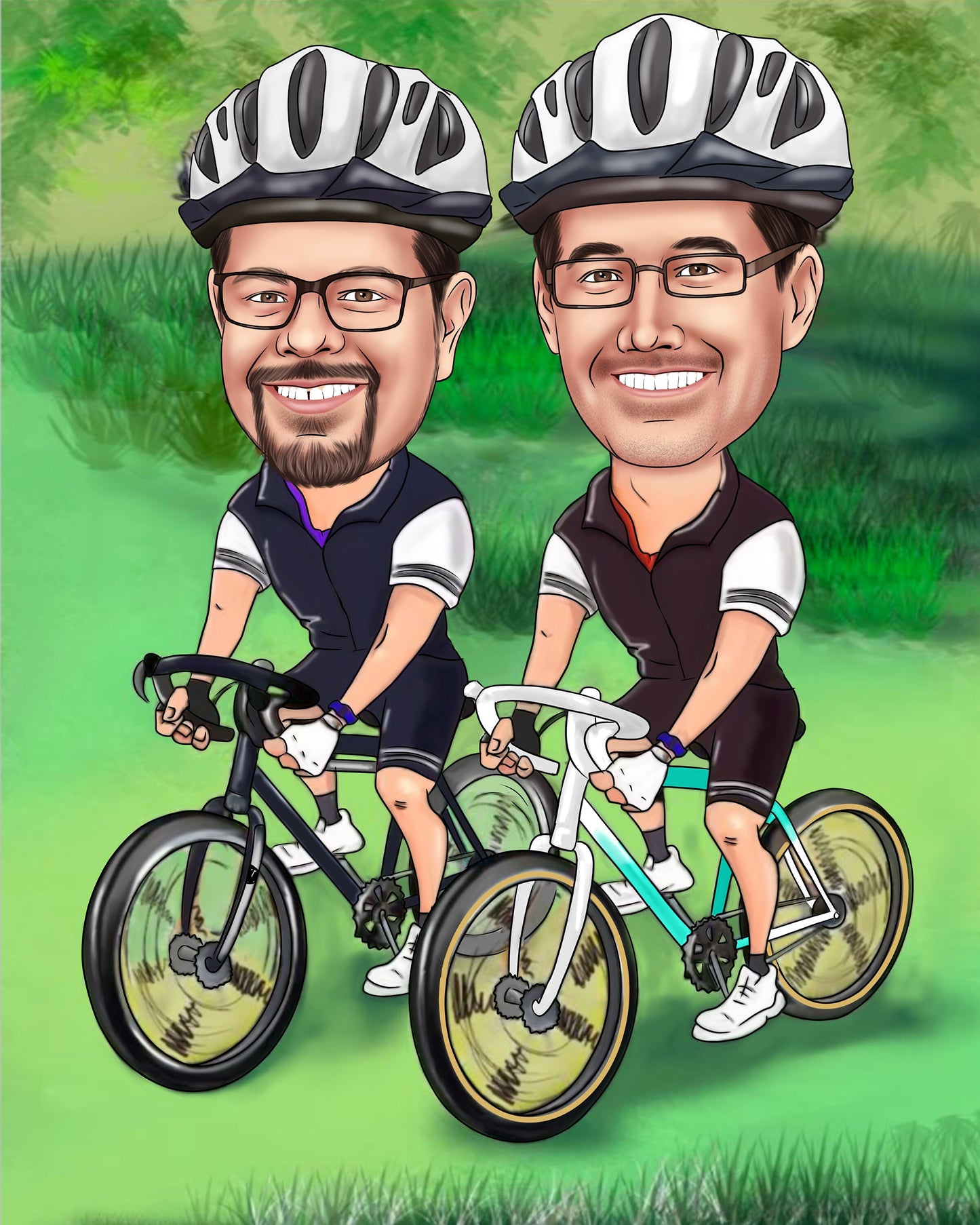 Radfahrer Karikatur vom Foto