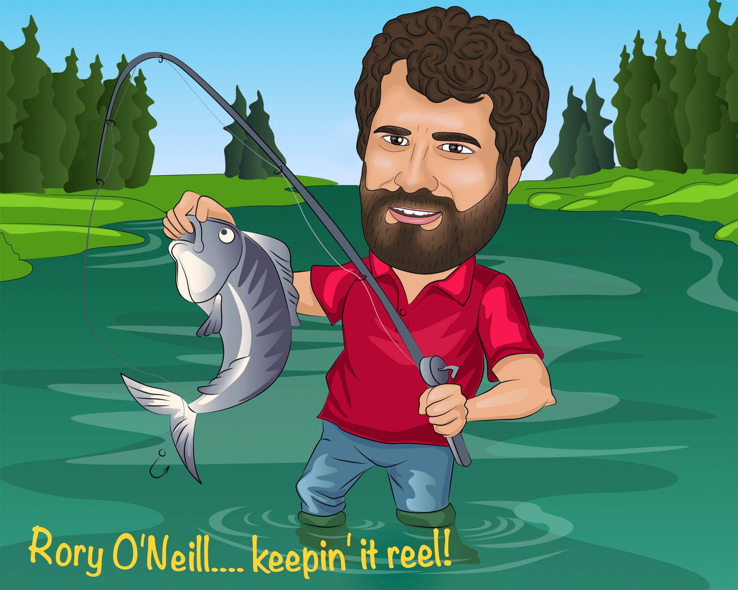 Fischer Karikatur vom Foto