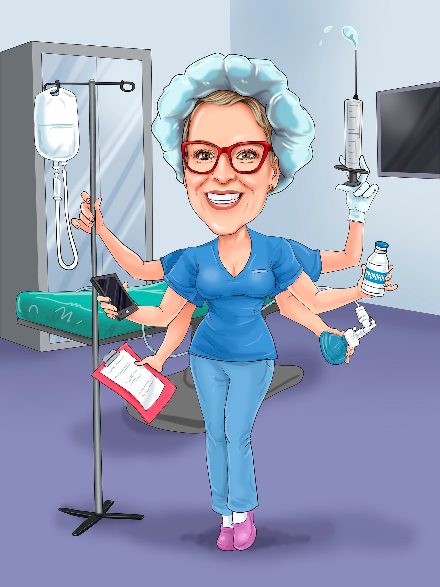 Krankenschwester Karikatur vom Foto