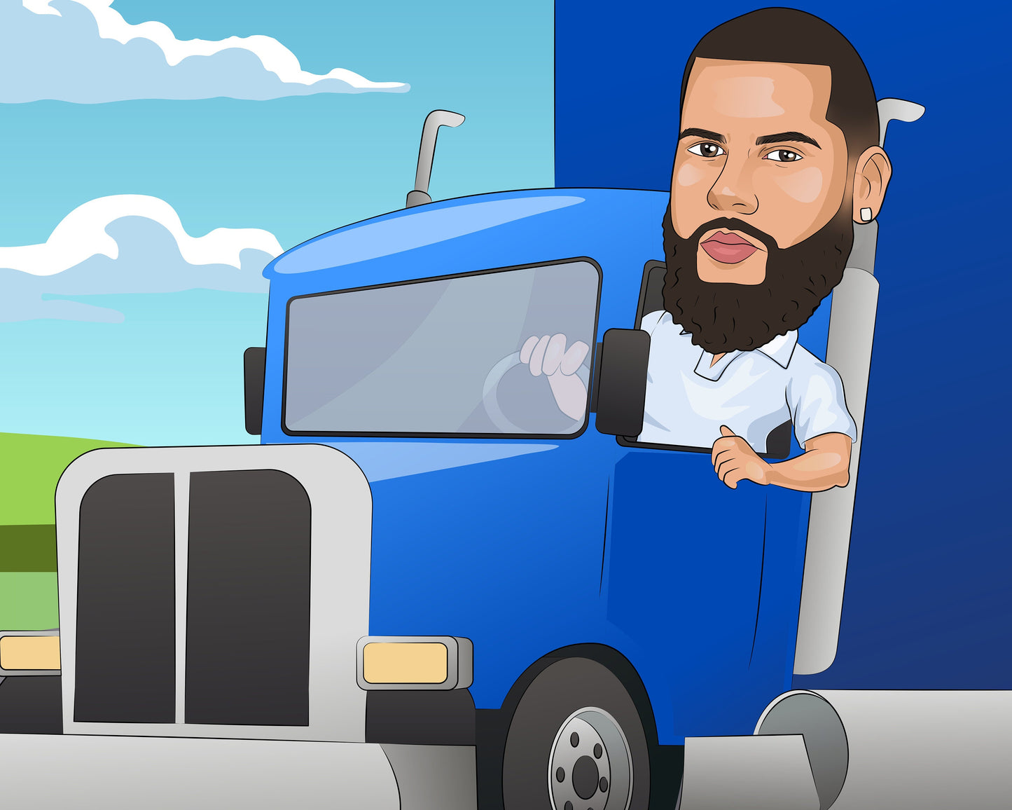 LKW-Fahrer Karikatur vom Foto