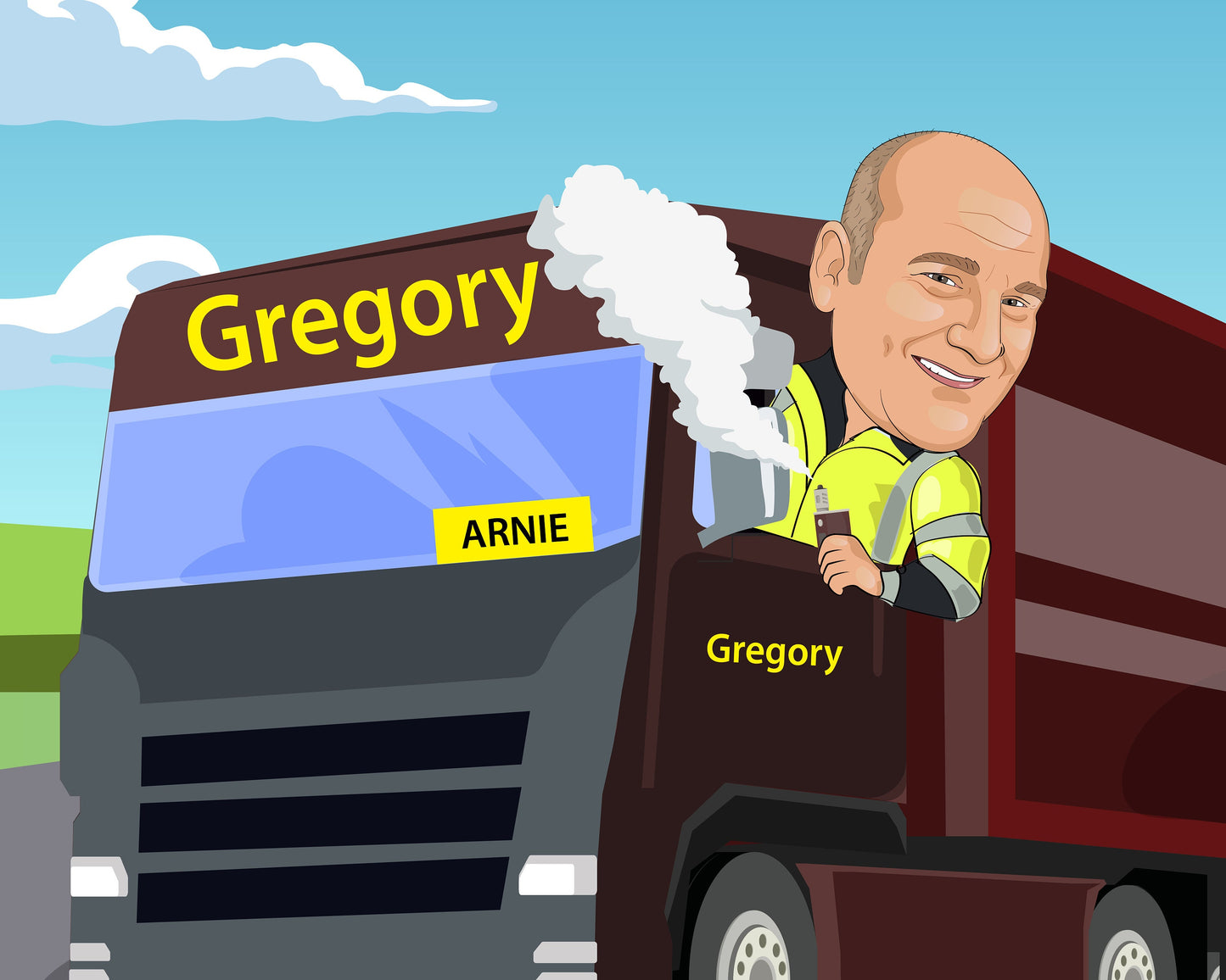 LKW-Fahrer Karikatur vom Foto