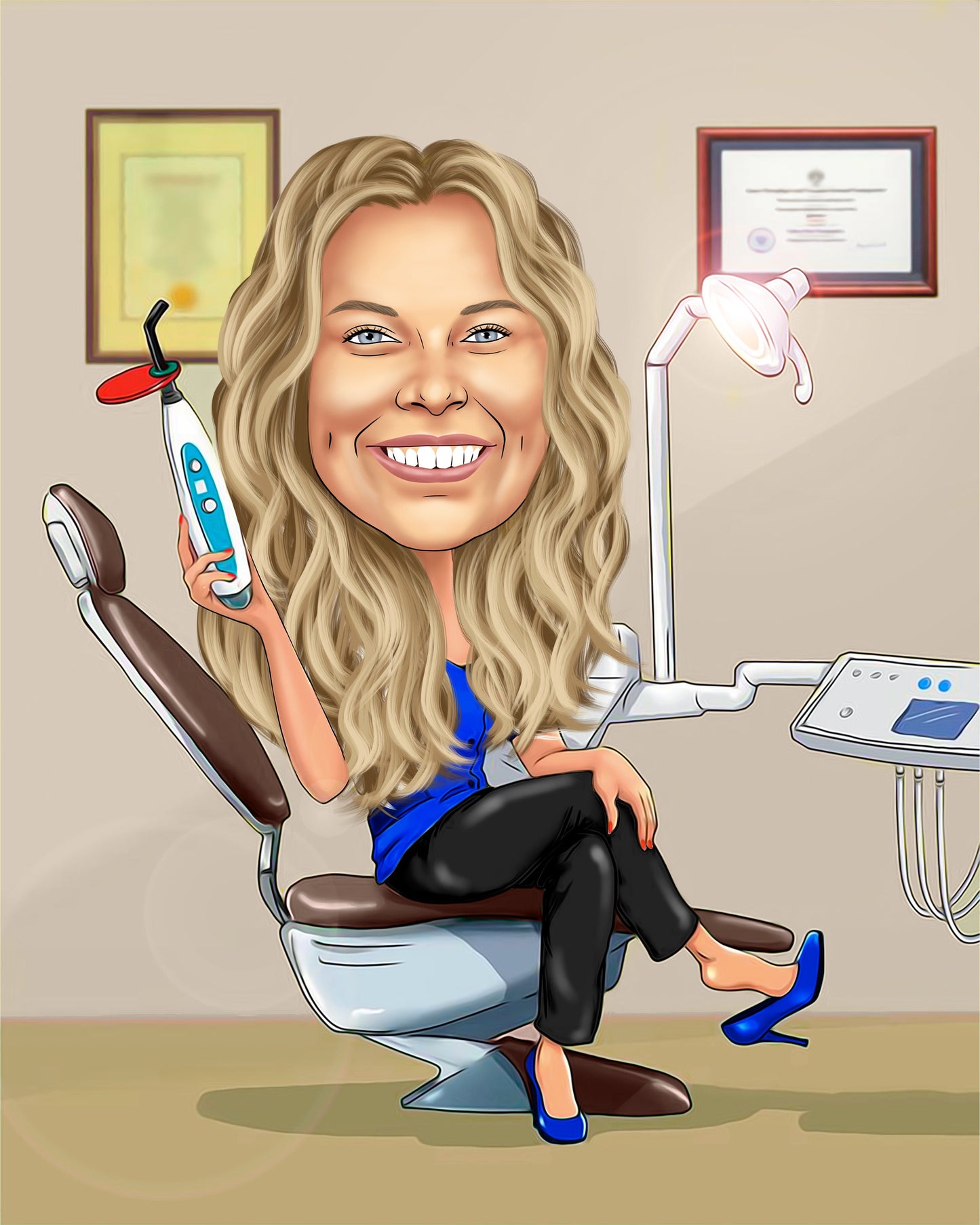 Zahntechniker Karikatur vom Foto, Zahnarzt Karikatur