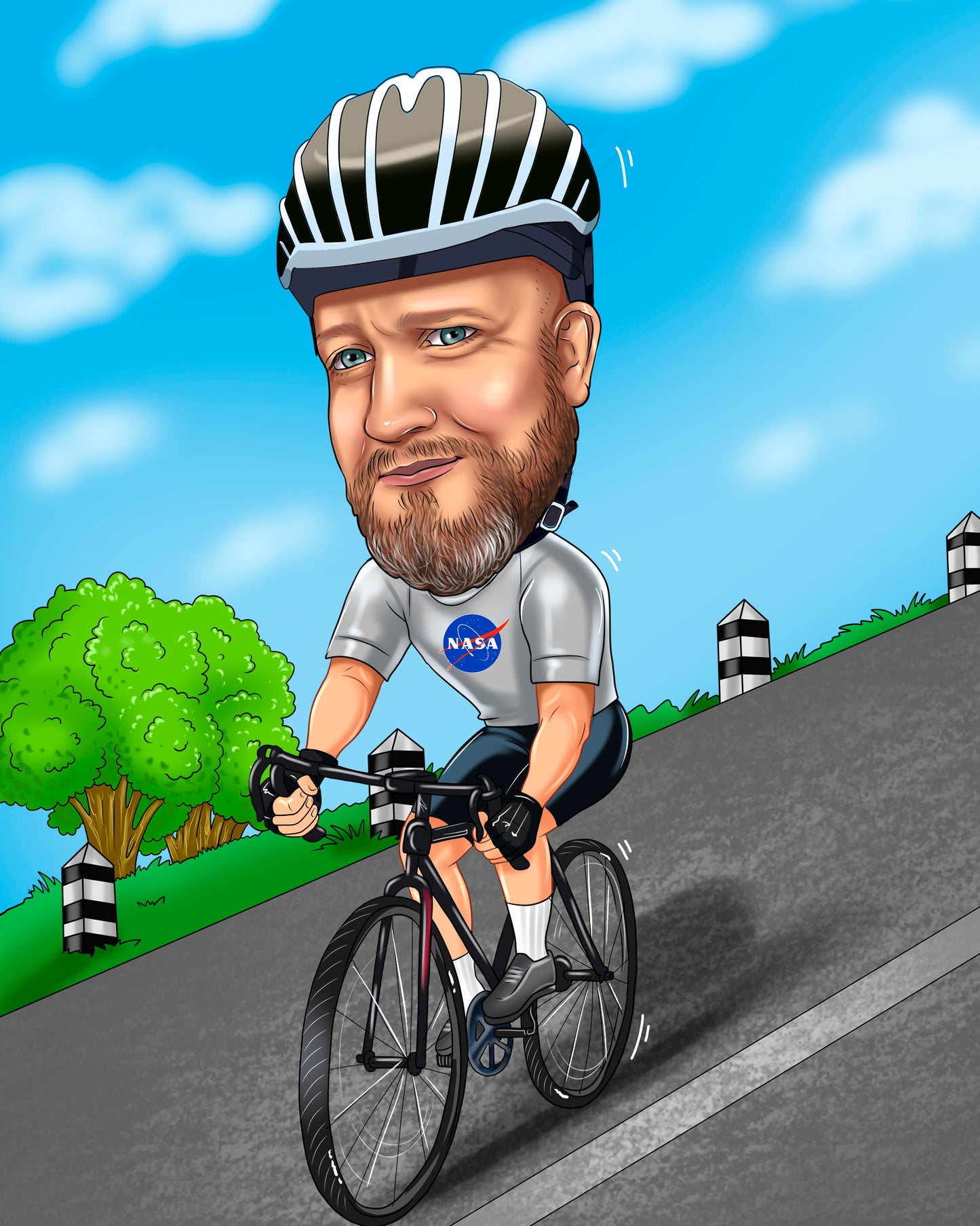 Radfahrer Karikatur vom Foto