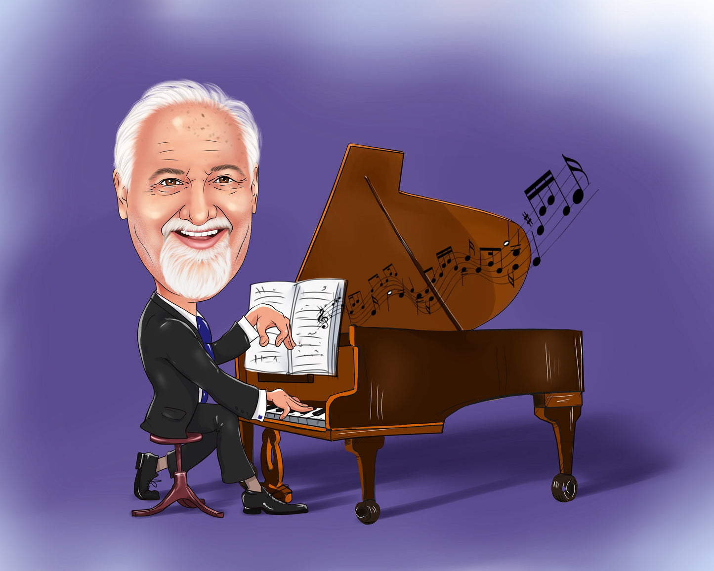 Pianist Karikatur vom Foto