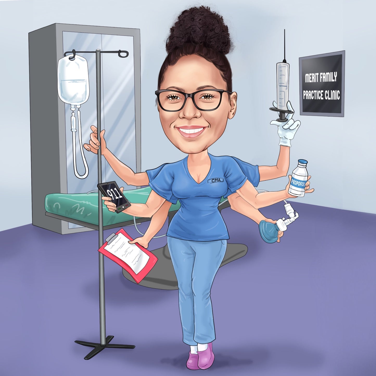 Krankenschwester Karikatur vom Foto