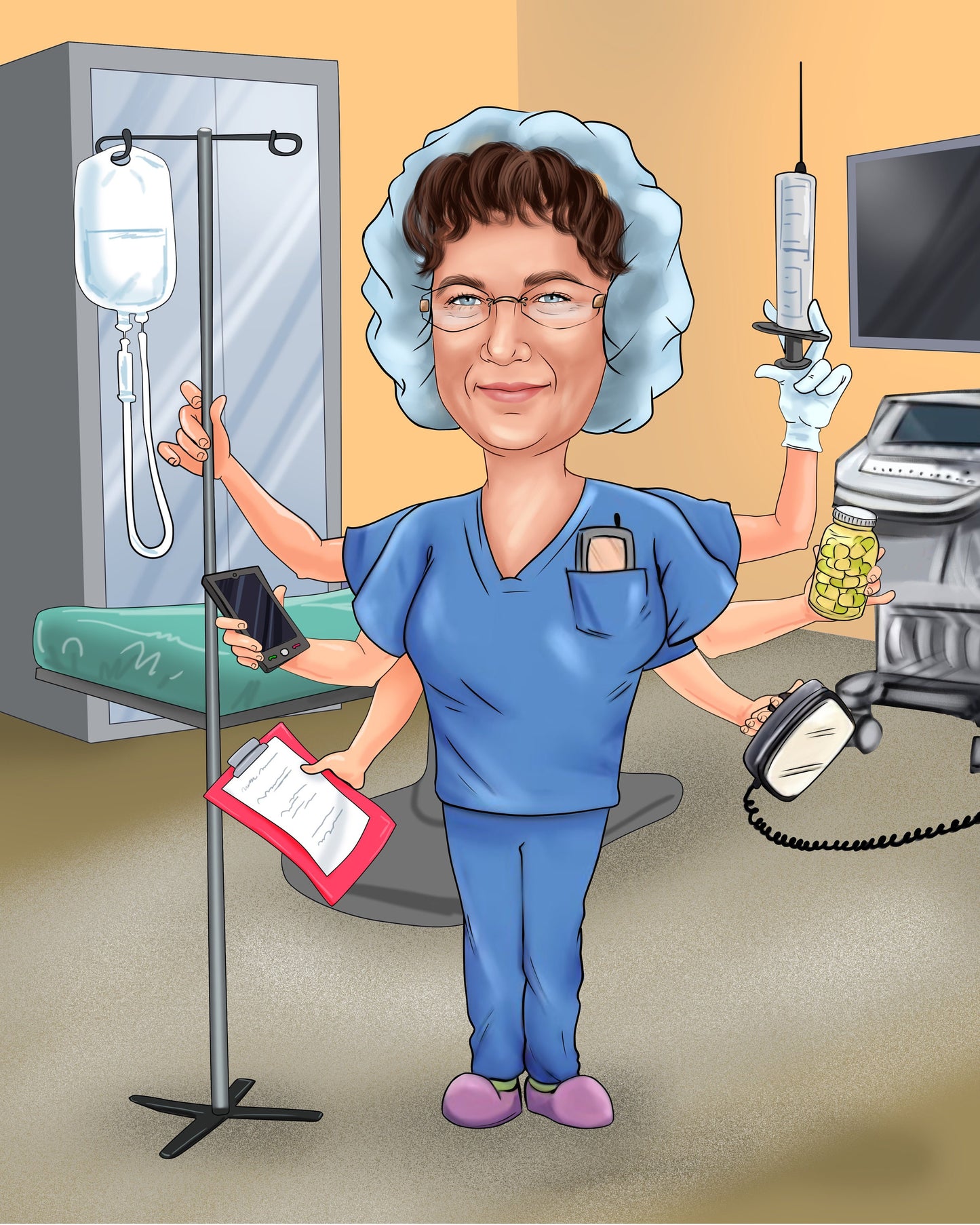 Krankenschwester Karikatur vom Foto