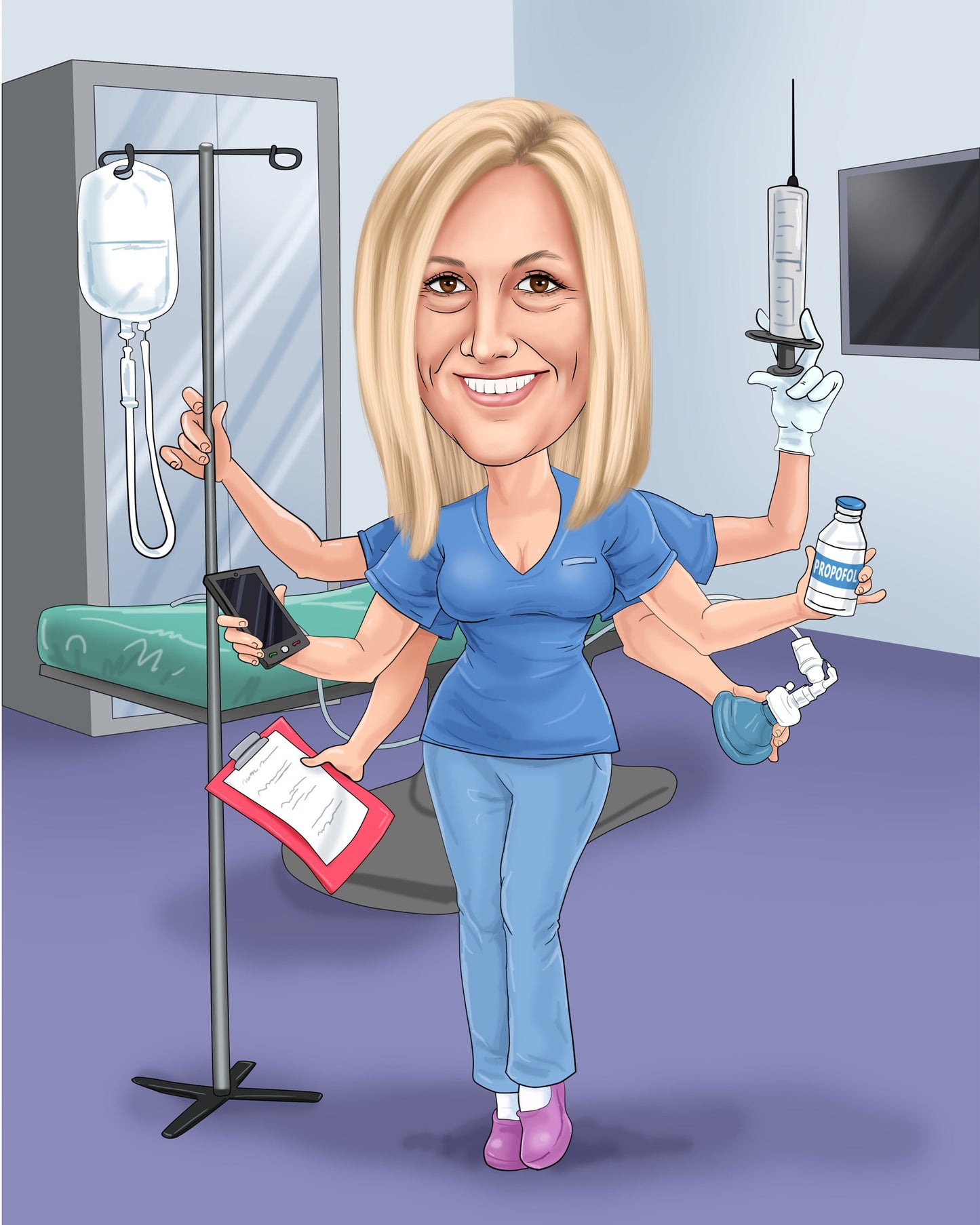 Krankenschwester Karikatur vom Foto