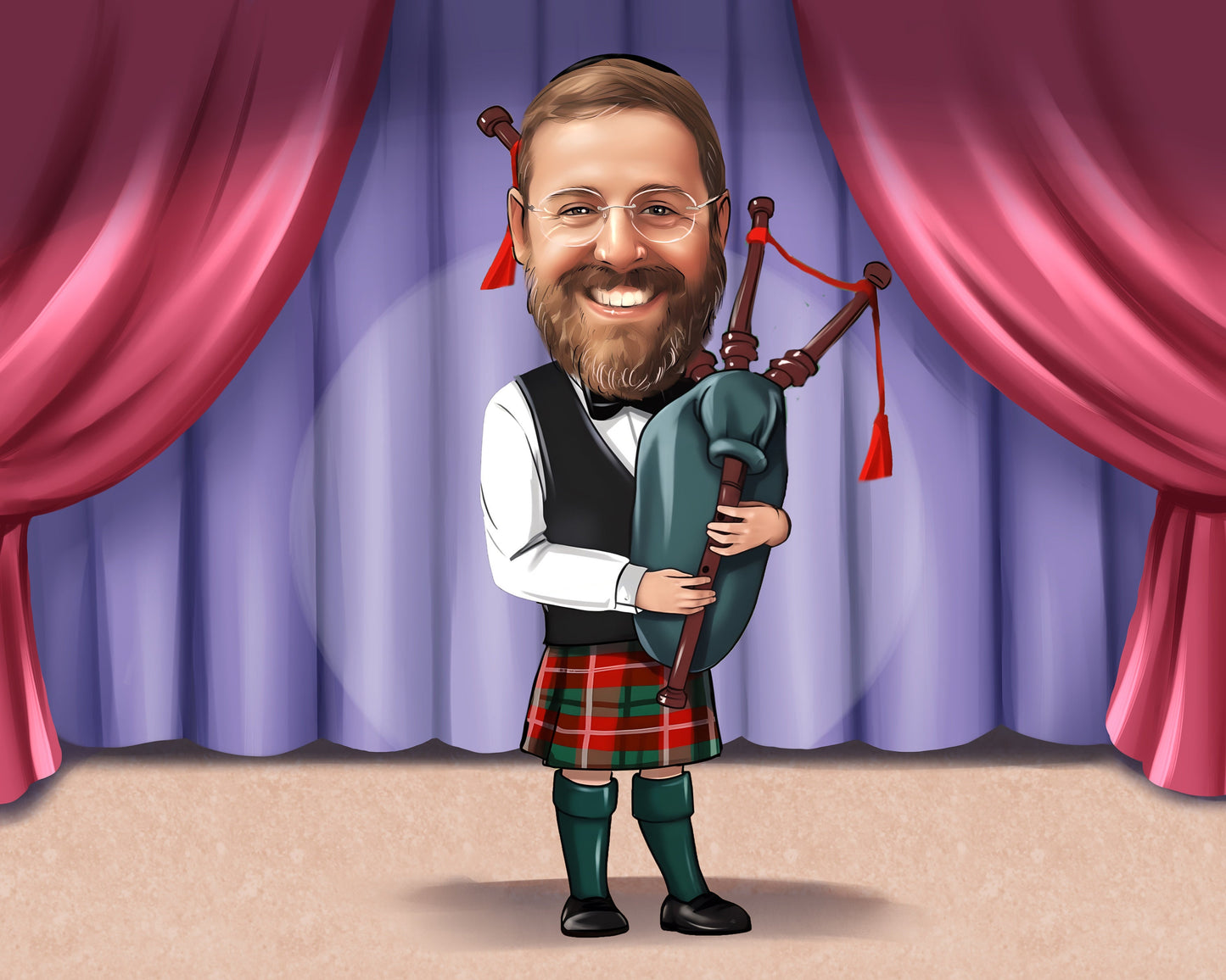 Gitarrist Karikatur vom Foto