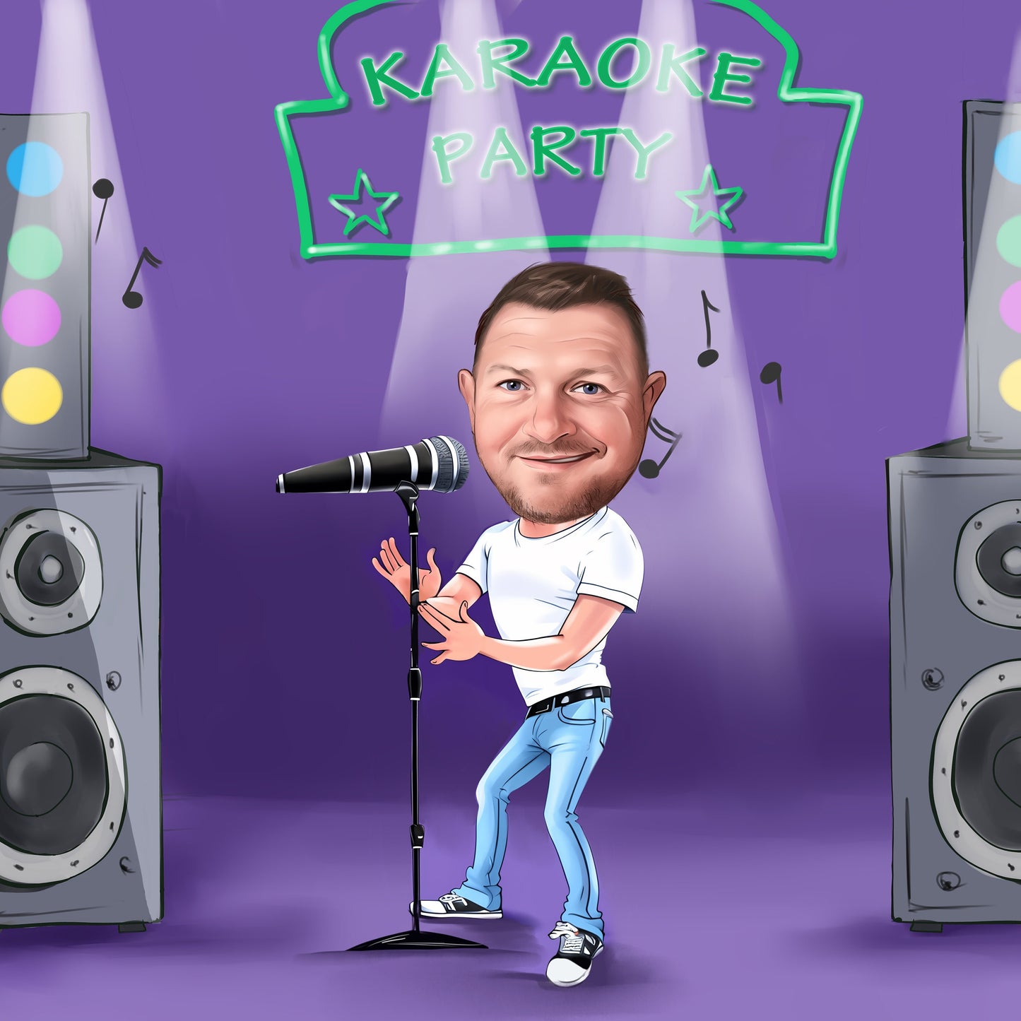 Gitarrist Karikatur vom Foto