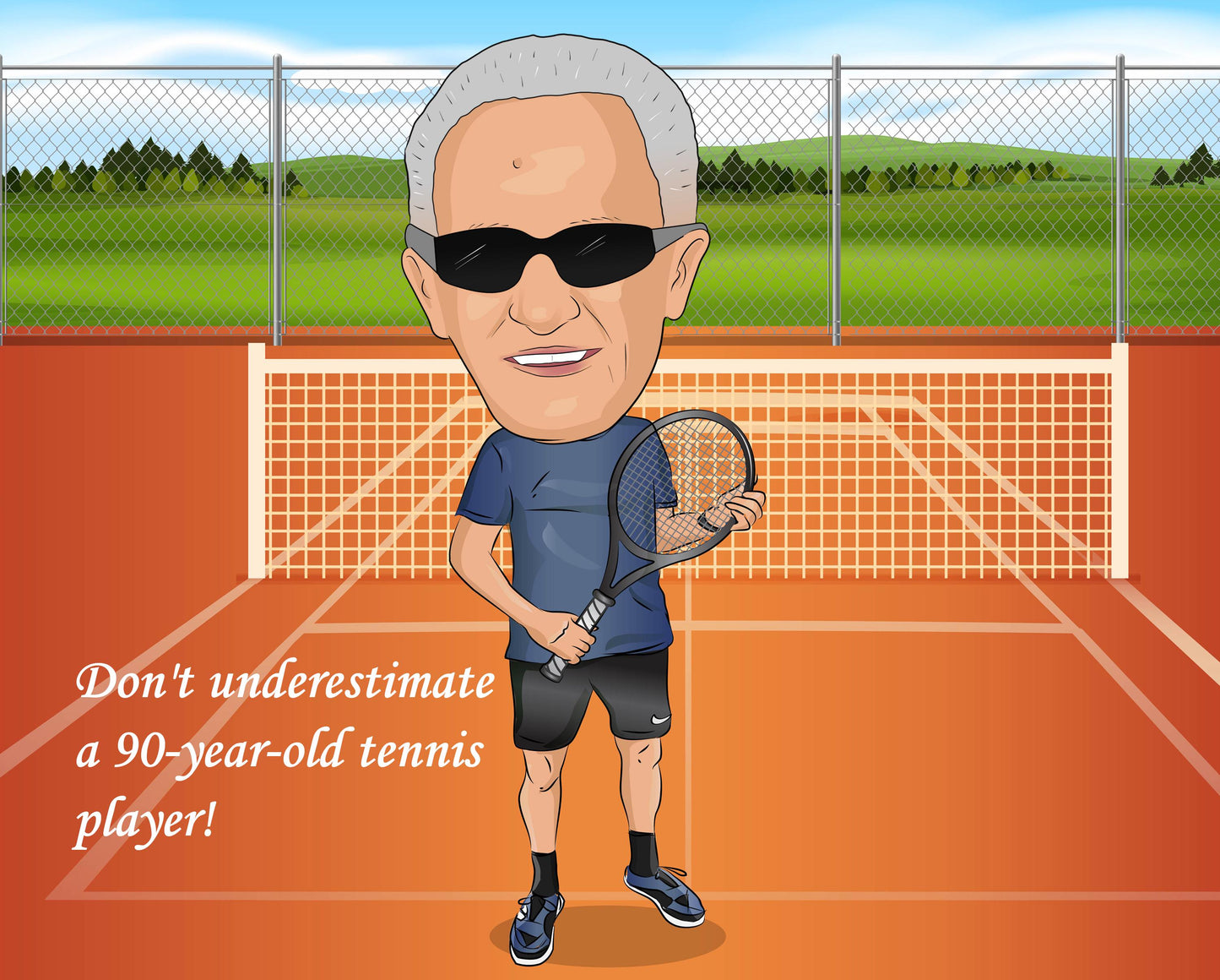 Tennisspieler Karikatur vom Foto