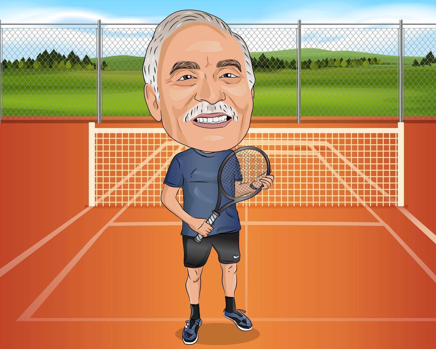 Tennisspieler Karikatur vom Foto